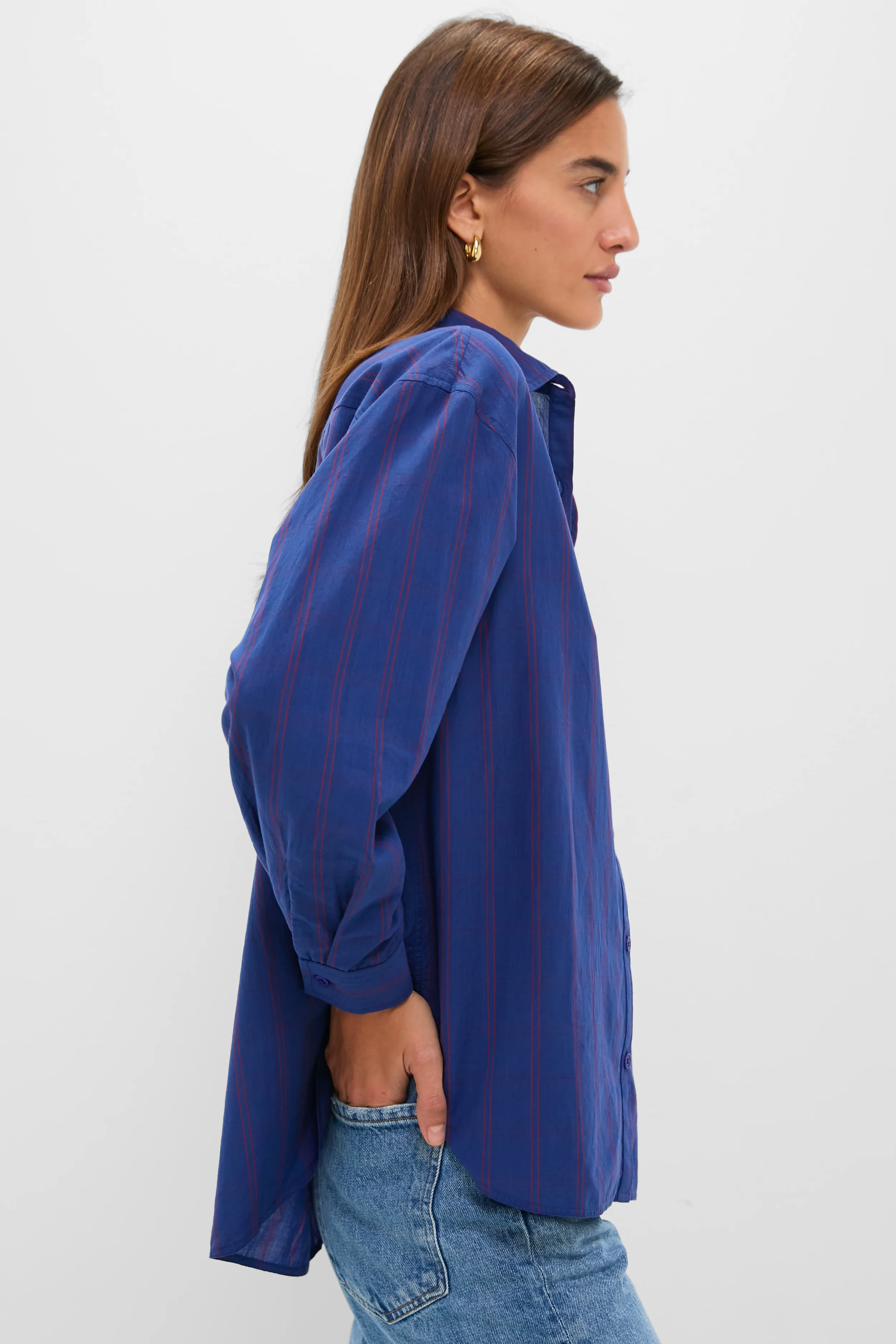 Blue and Red Wexler Cotton Button Down - Image 3