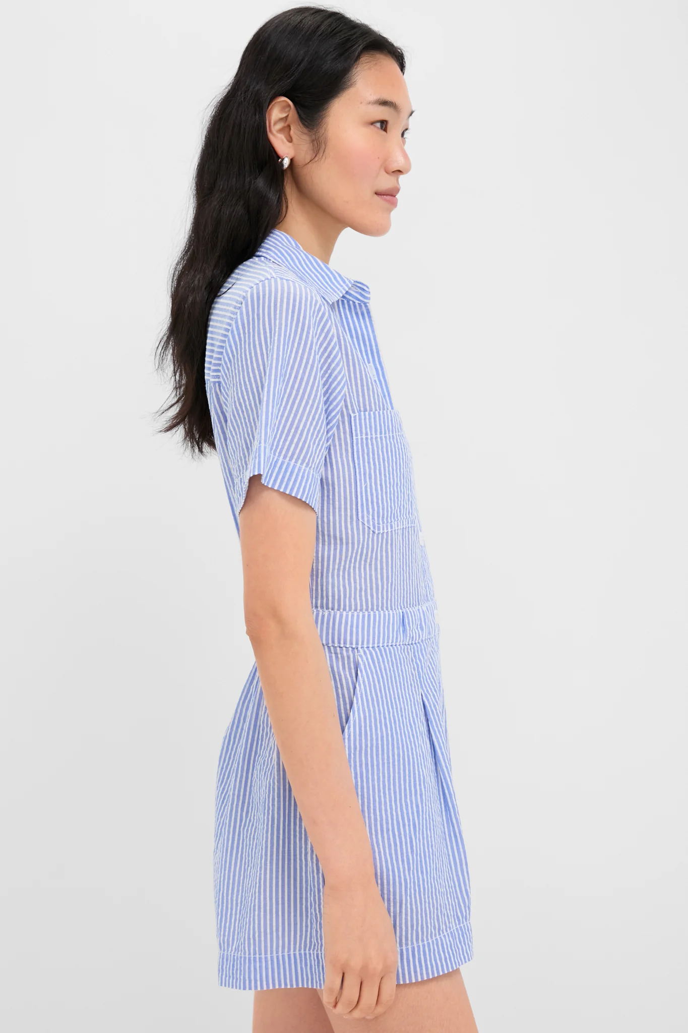 Blue and White Cassi Short Jumpsuit - Image 3