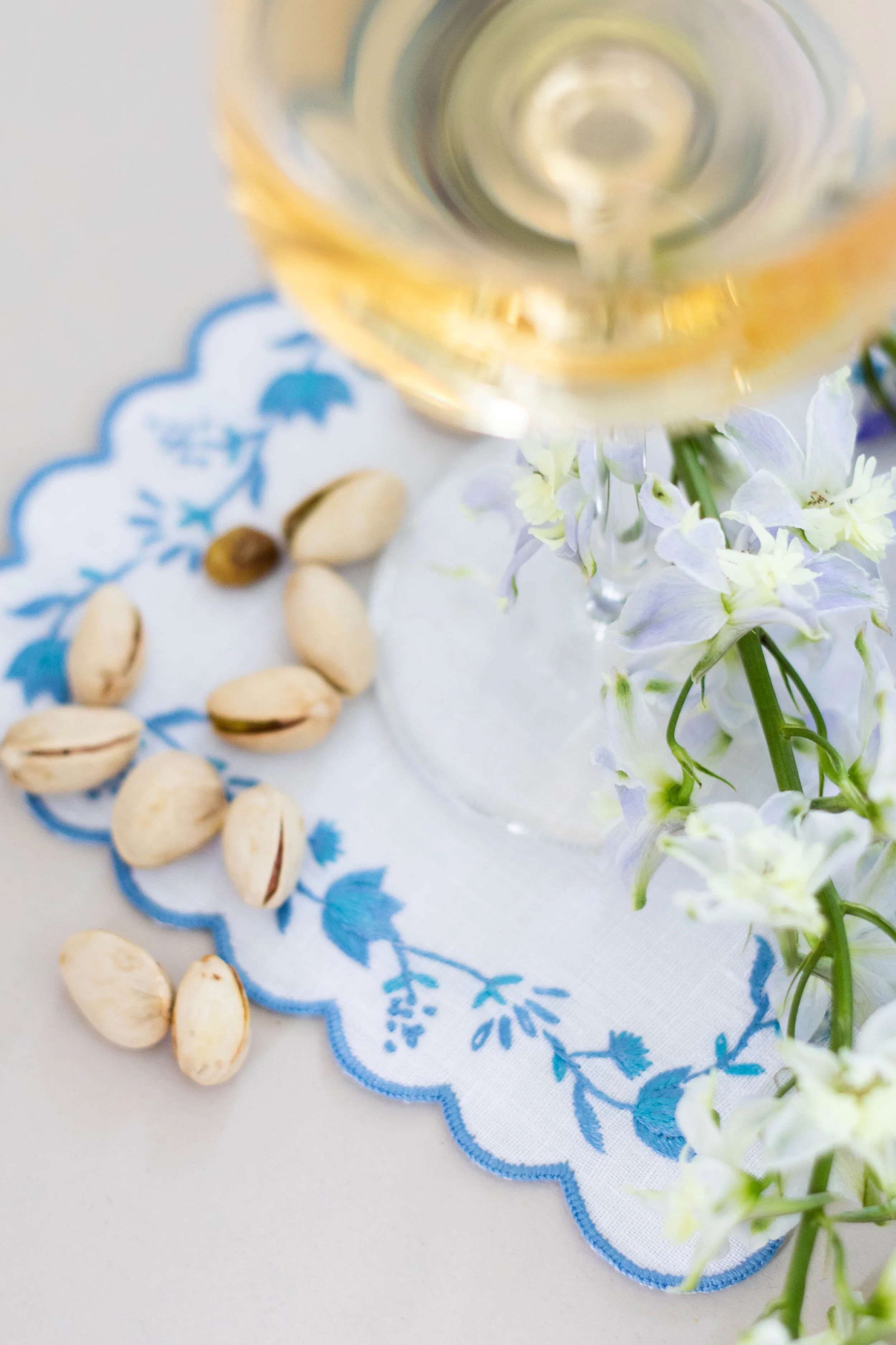 Blue and White Floral Cocktail Napkins Set of 4 - Image 3