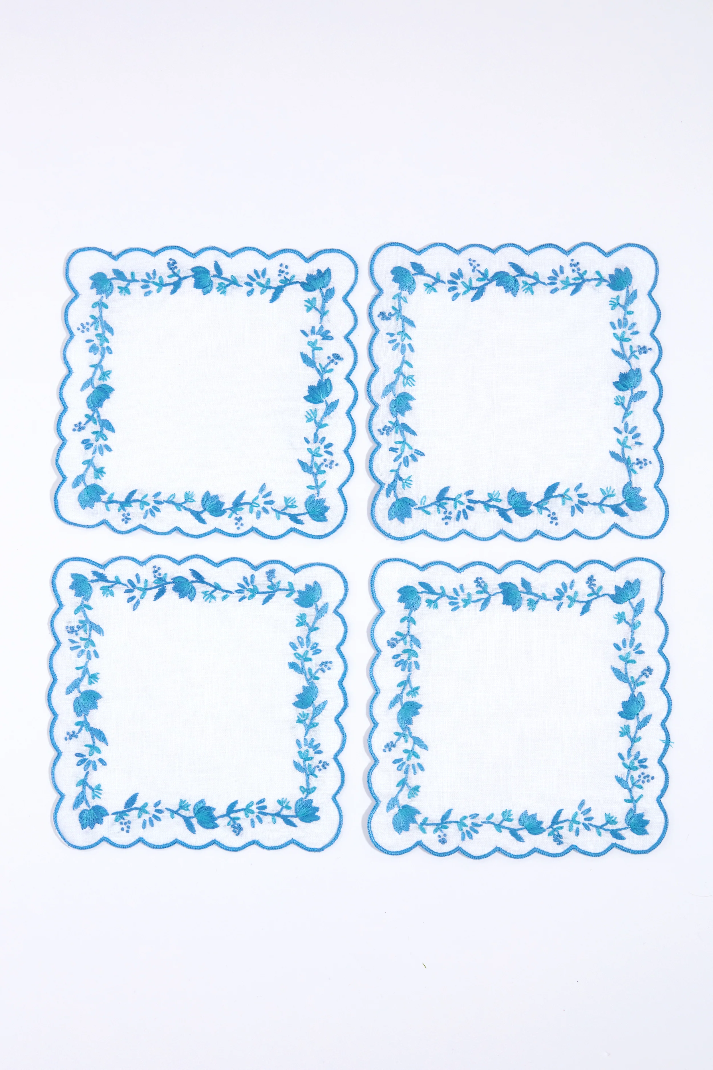 Blue and White Floral Cocktail Napkins Set of 4 - Image 5