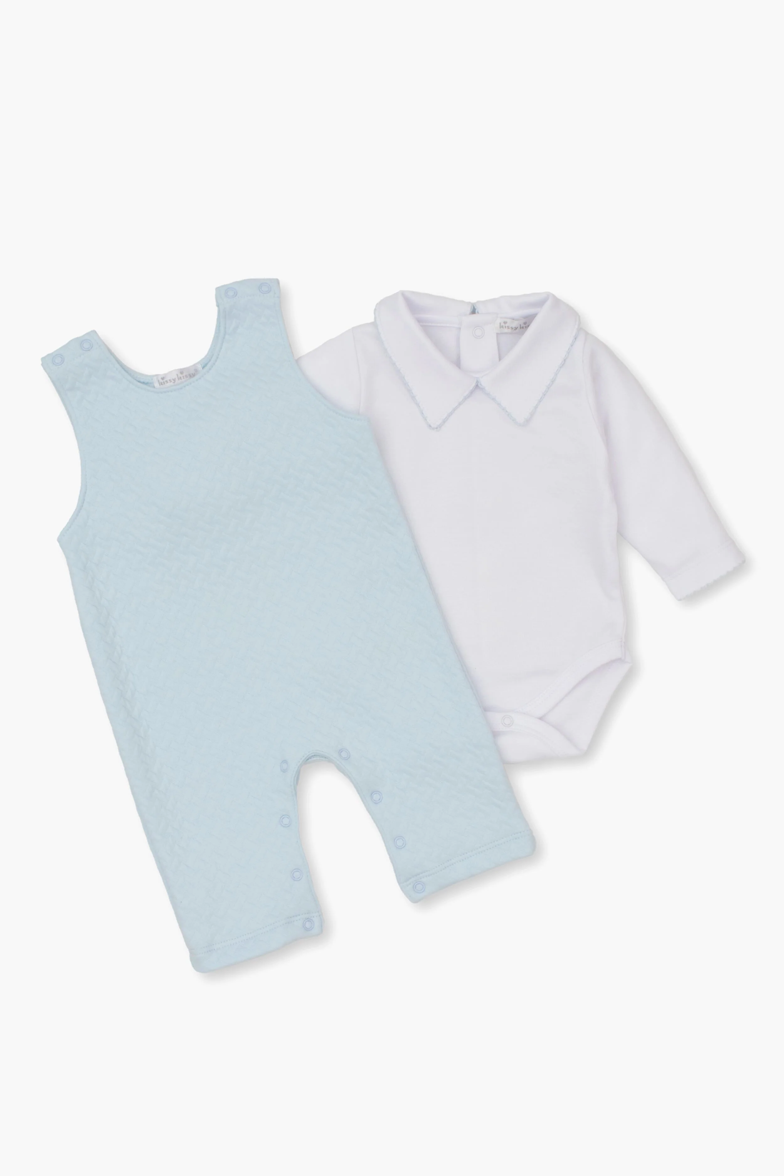 Blue and White Jacquard Overall Set - Image 2