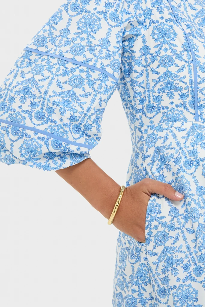 Blue and White Midi Hillsborough Dress - Image 6