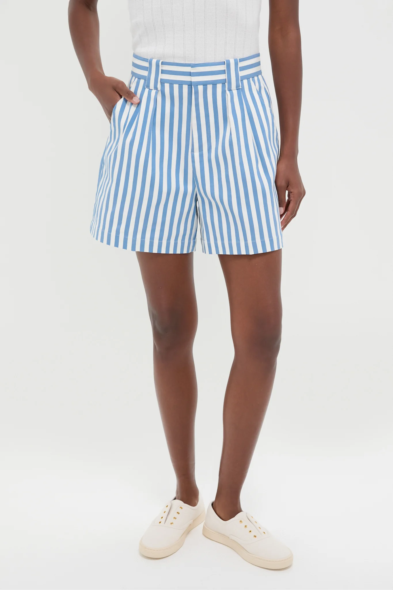 Blue and White Stripe Canvas Briggs Safari Short - Image 2
