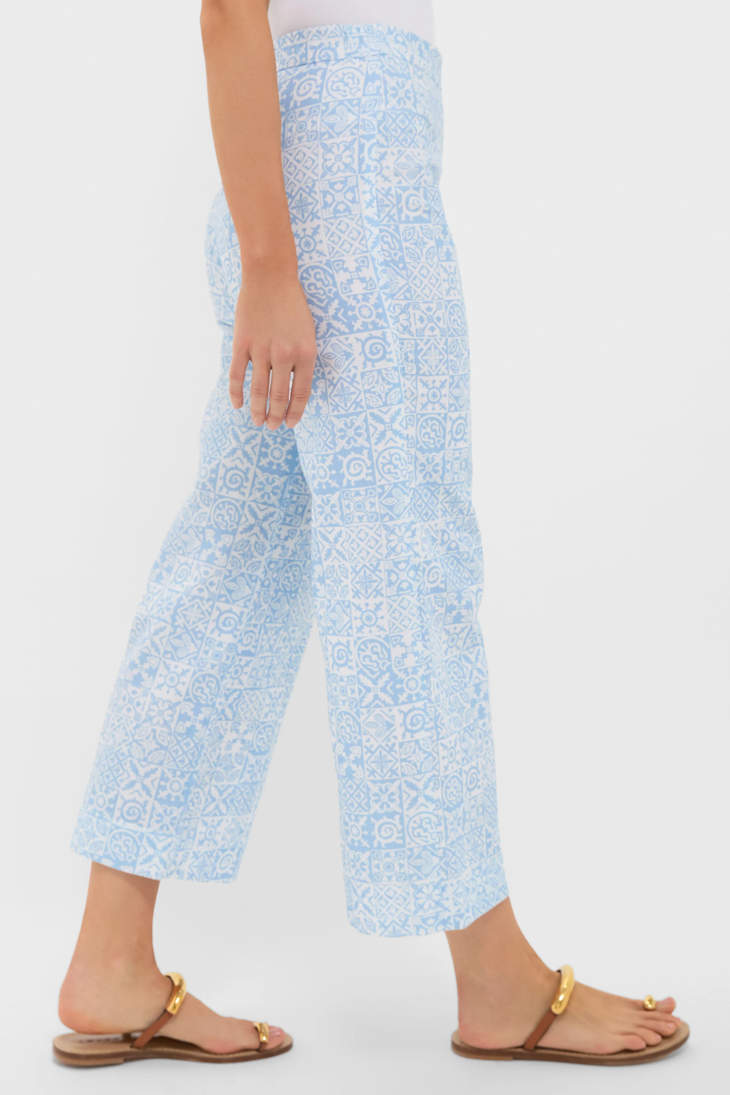Blue Checkerboard Cropped Pant - Image 3