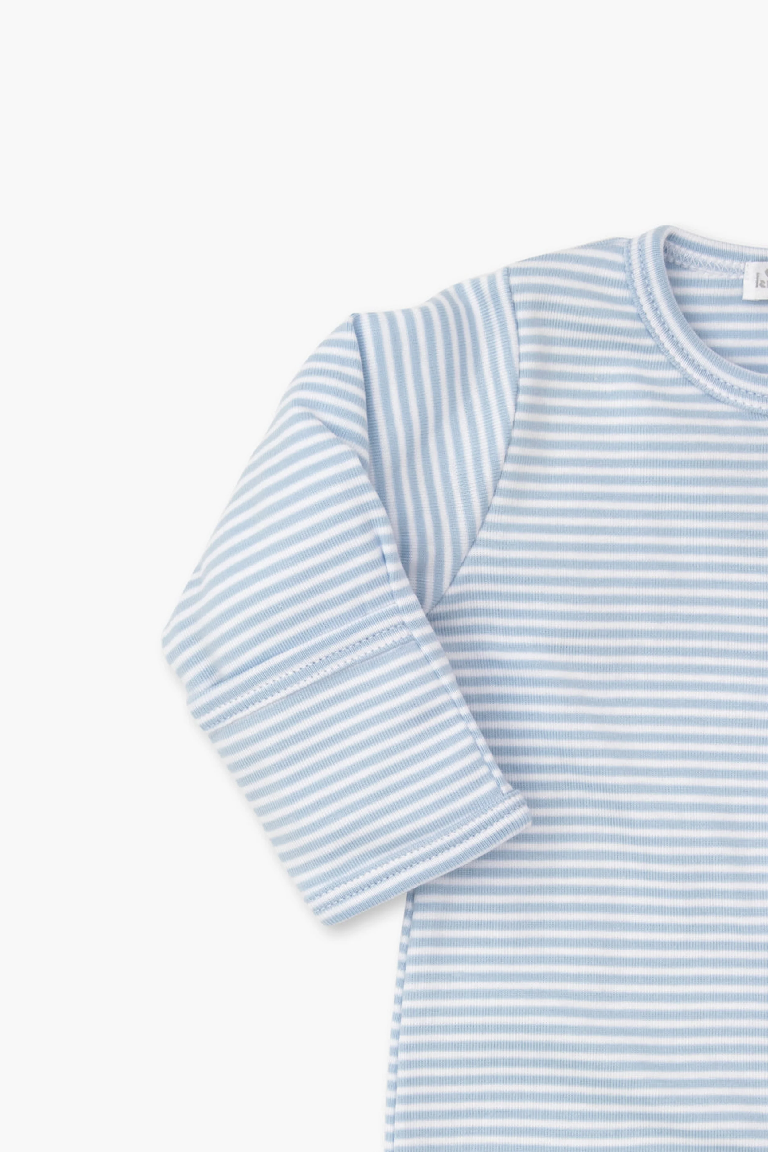 Blue Classic Rib Zipper Footie - Image 2