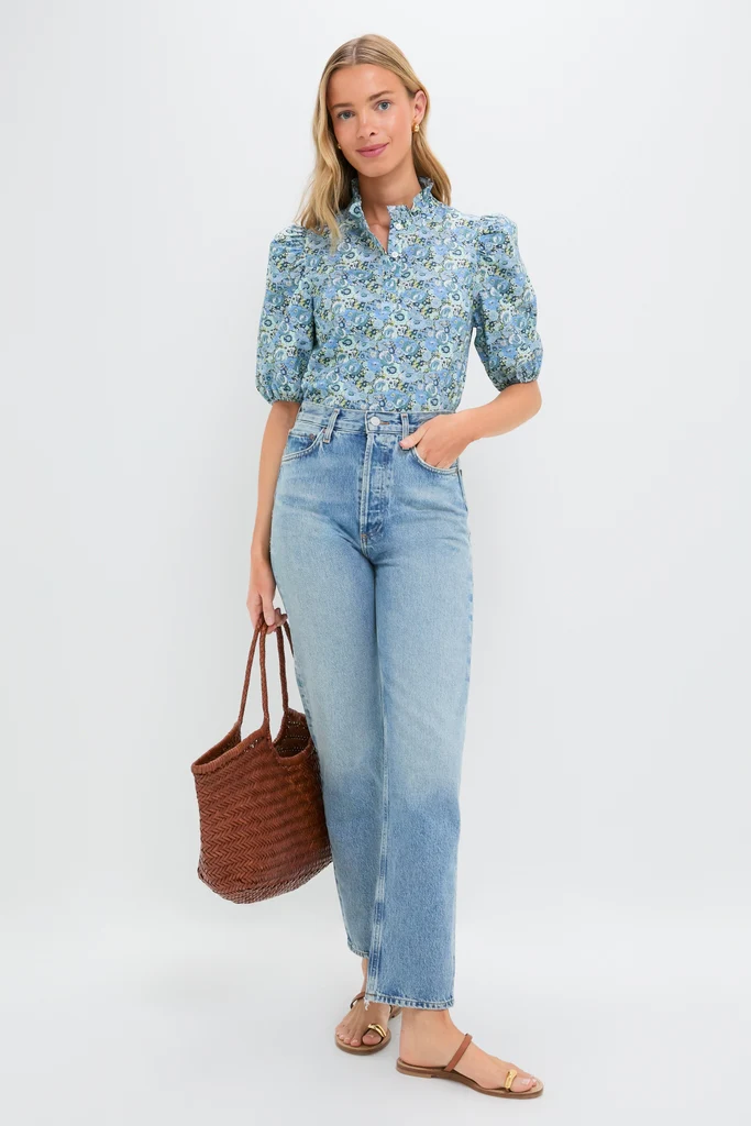 Blue Ditsy Floral Florence Blouse - Image 3