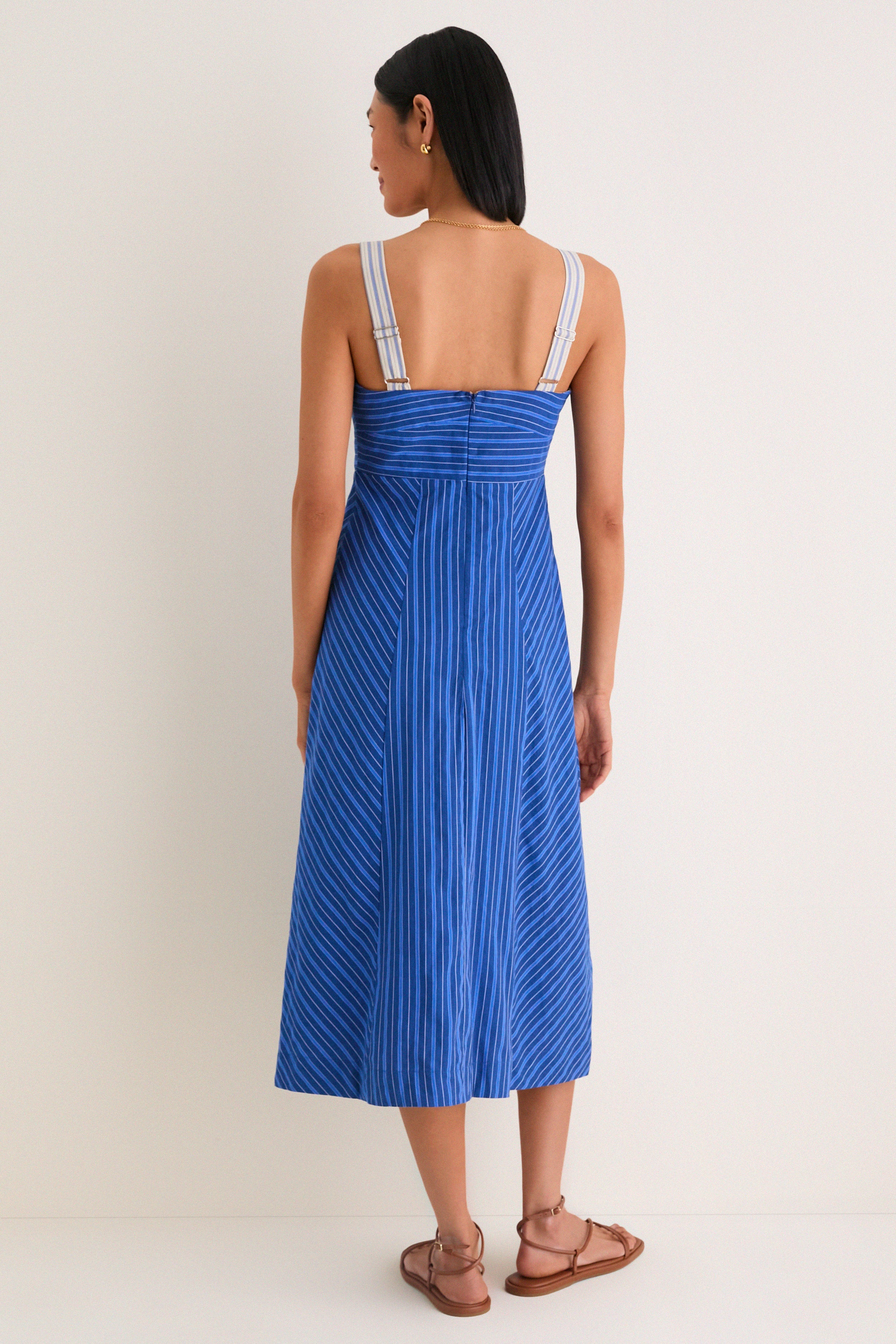 Blue Gail Stripe Work Midi Dress - Image 4