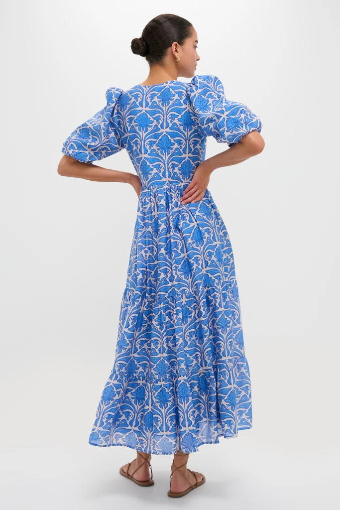 Blue Geo Floral Cara Maxi Dress - Image 5