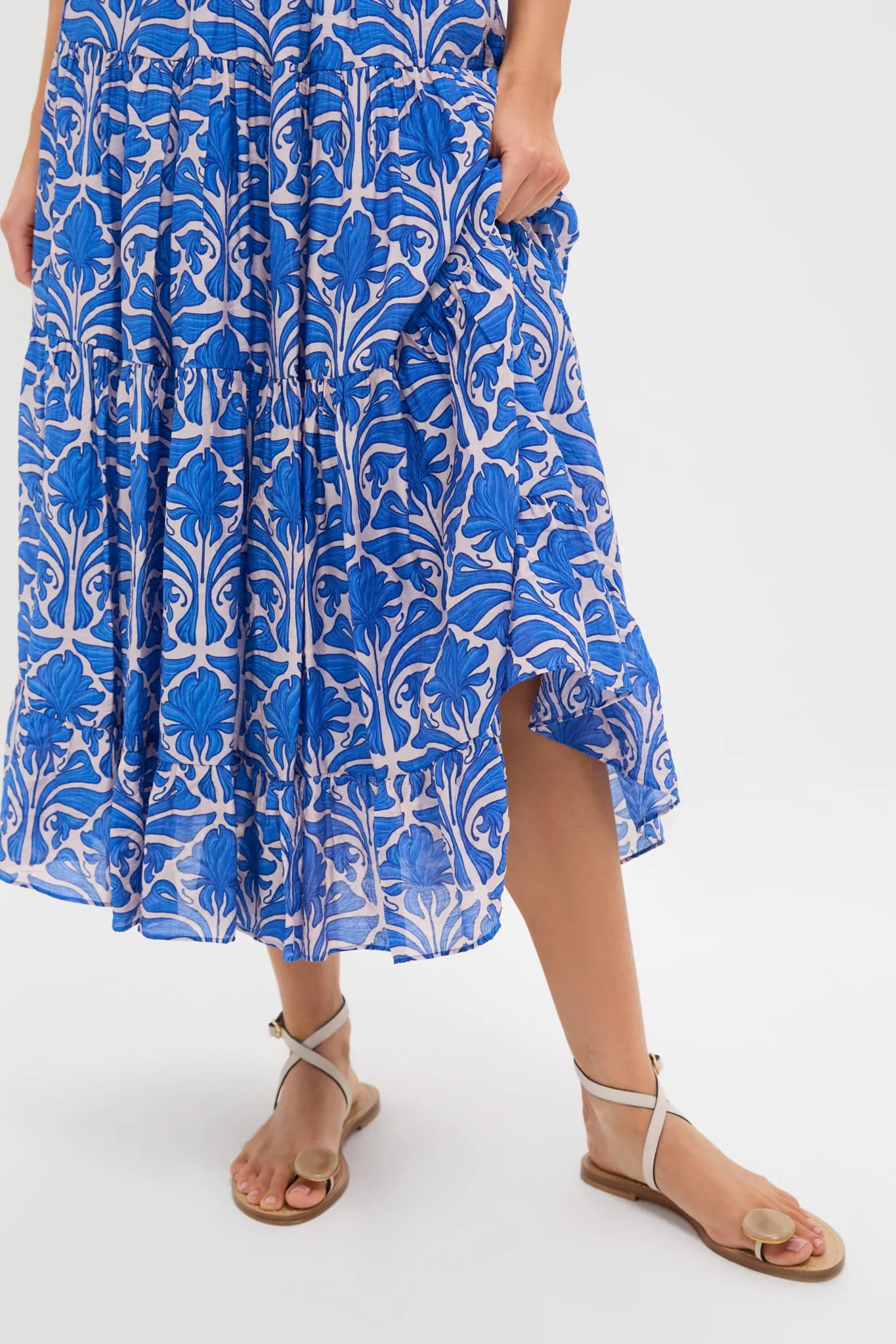 Blue Geometric Floral Porto Midi Skirt - Image 5
