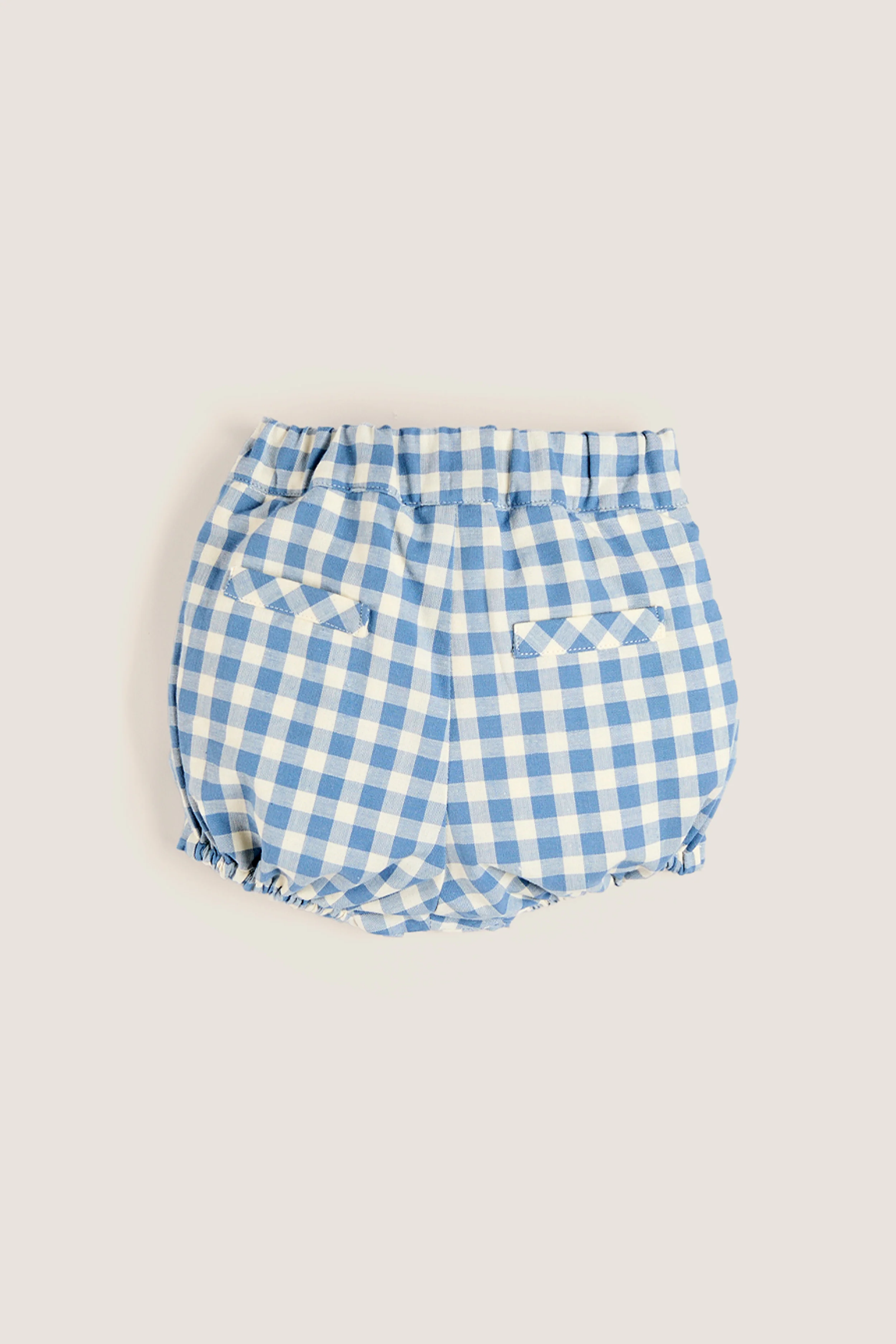 Blue Gingham Elasticated Shorts - Image 3