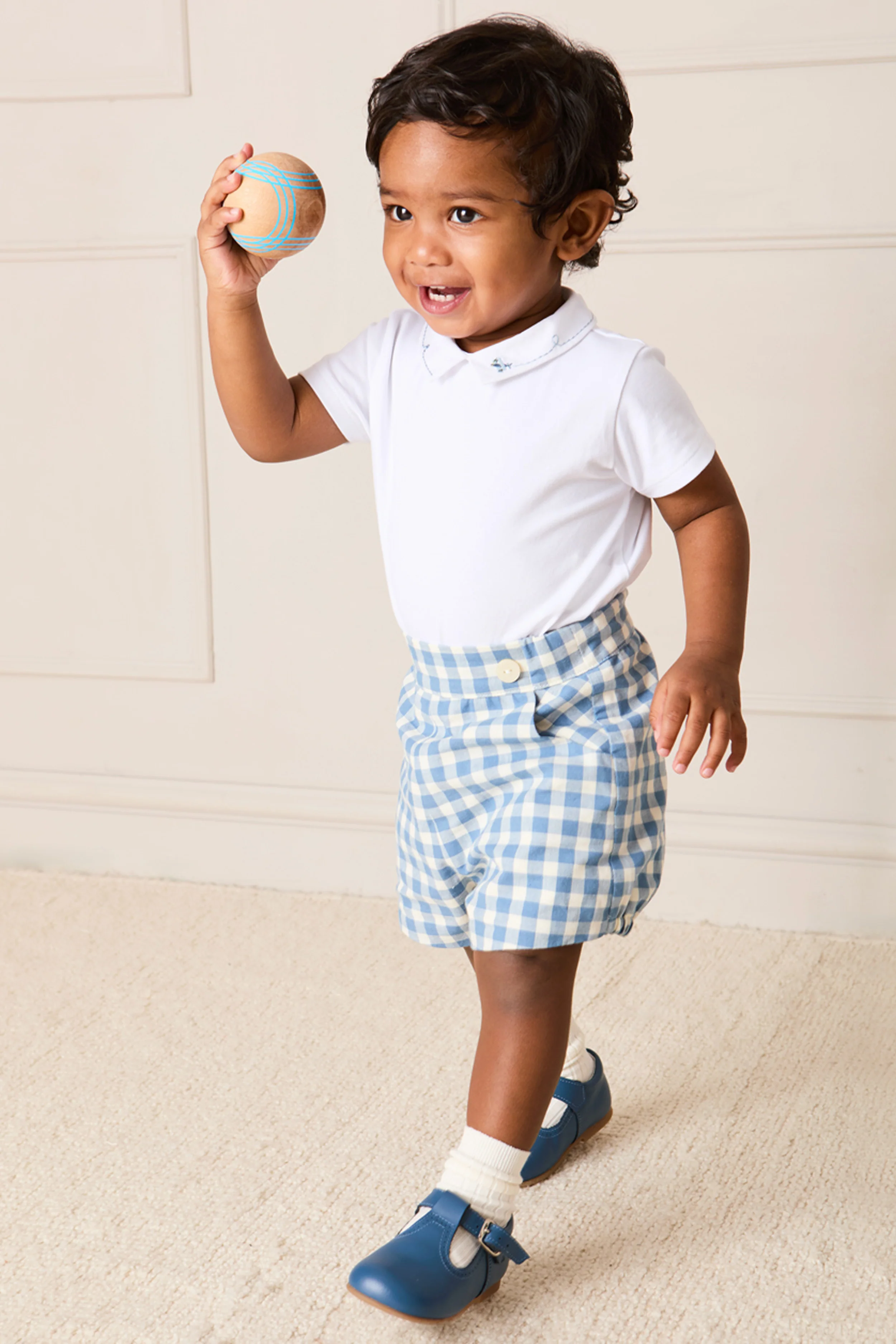 Blue Gingham Elasticated Shorts - Image 4