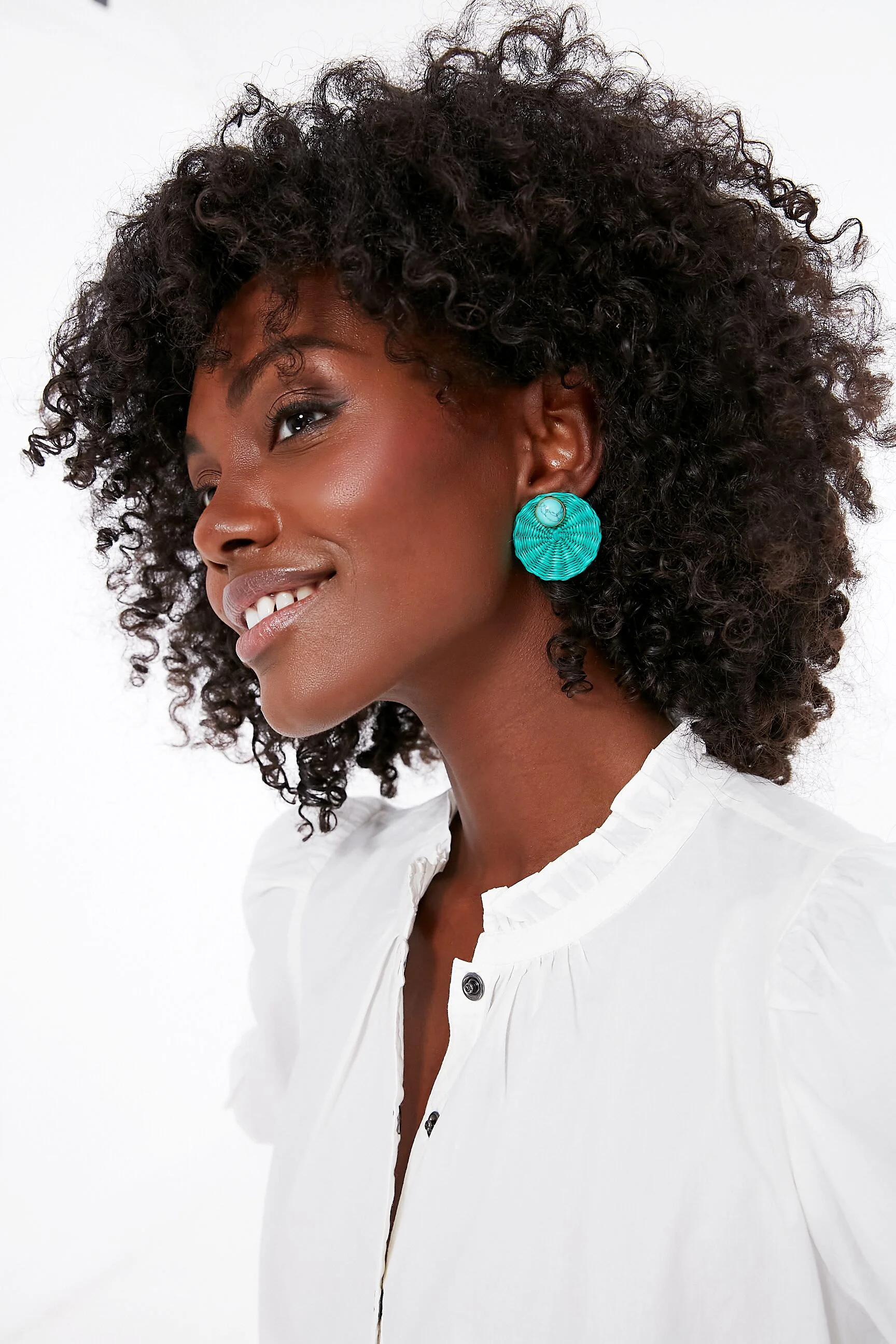 Blue Green Iraca Turquoise Studs - Image 2