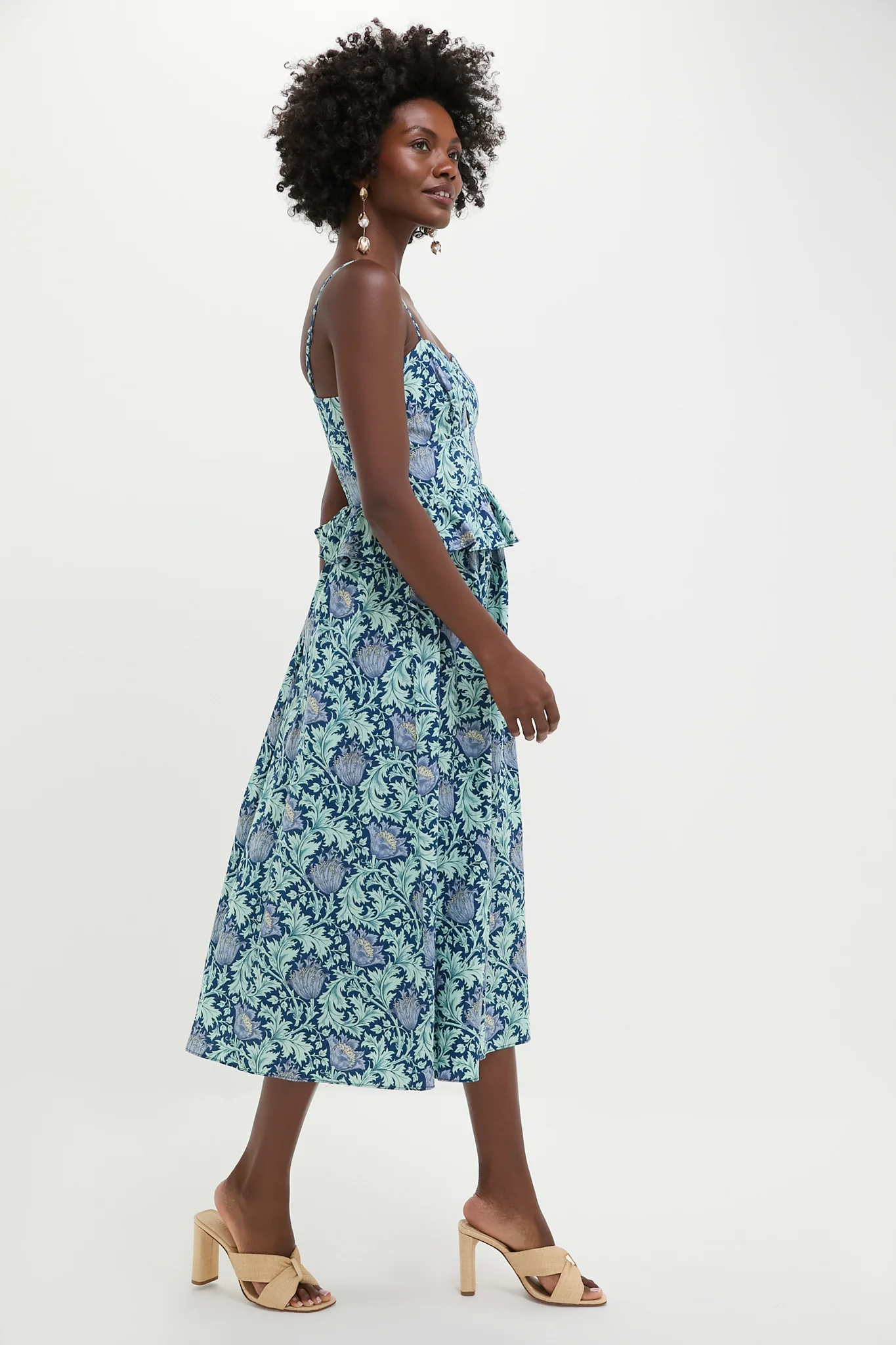 Blue Leafy Floral Maeve Midi Dress - Image 3