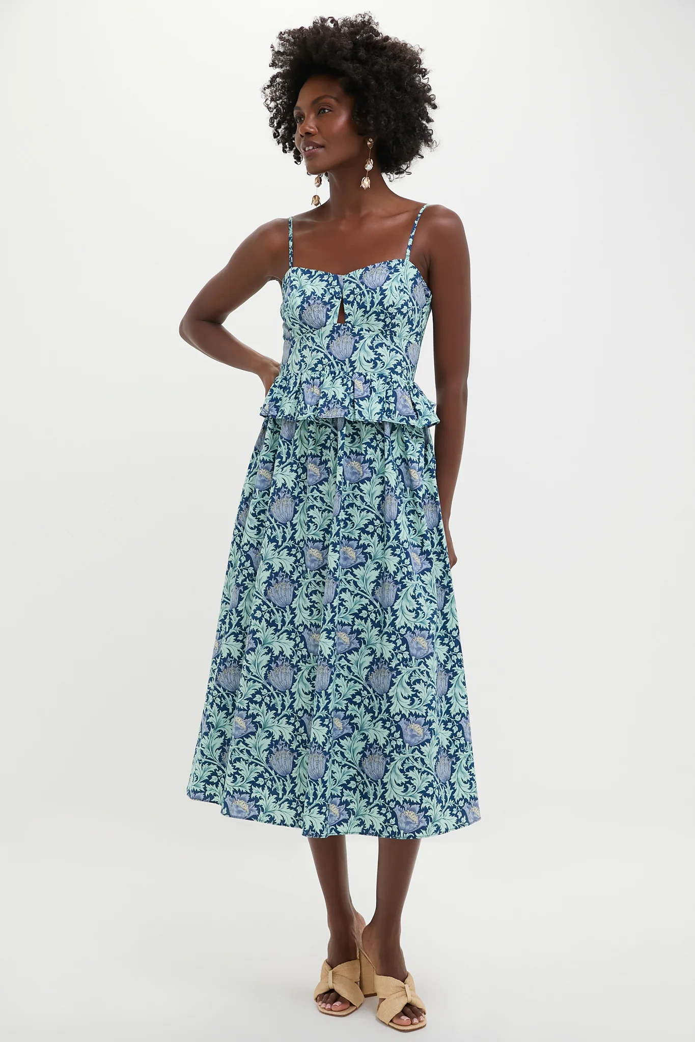 Blue Leafy Floral Maeve Midi Dress - Image 6