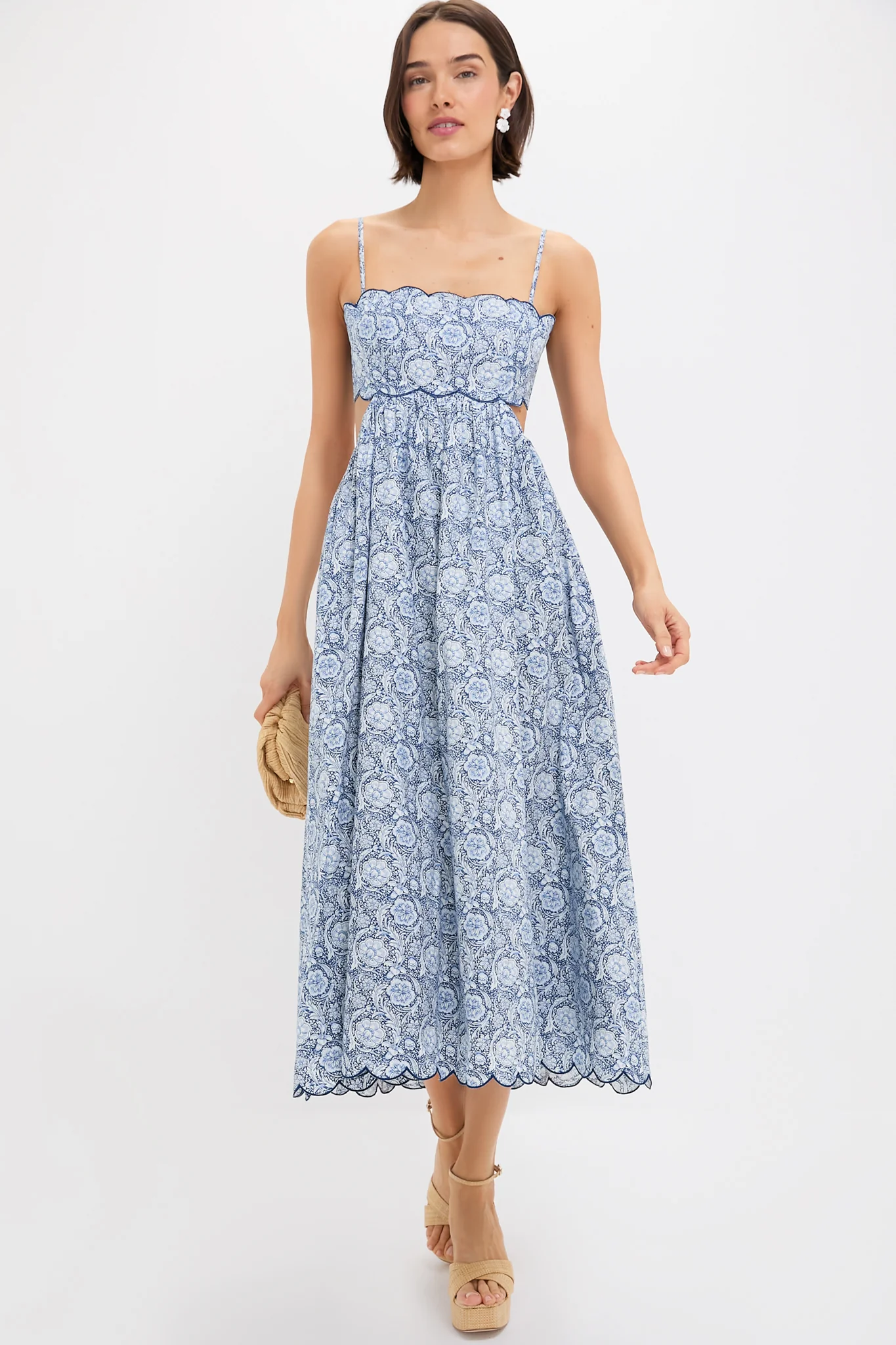 Blue Medallion Floral Estelle Scalloped Dress - Image 2