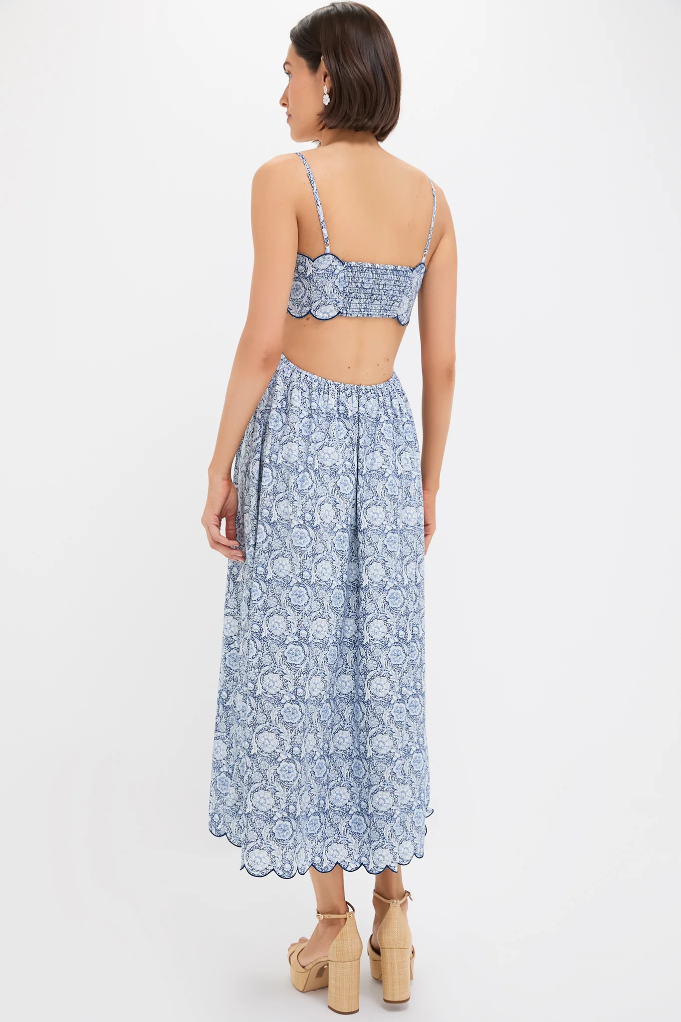 Blue Medallion Floral Estelle Scalloped Dress - Image 4