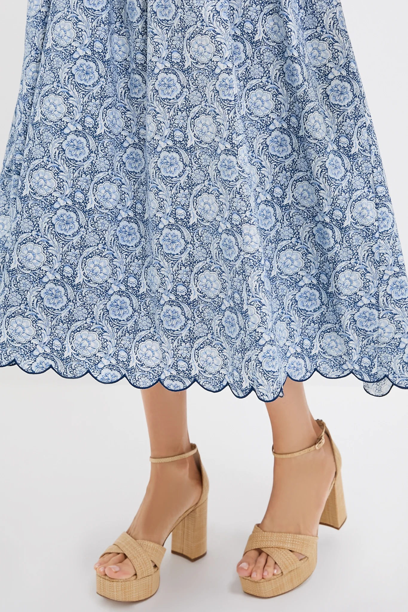 Blue Medallion Floral Estelle Scalloped Dress - Image 5