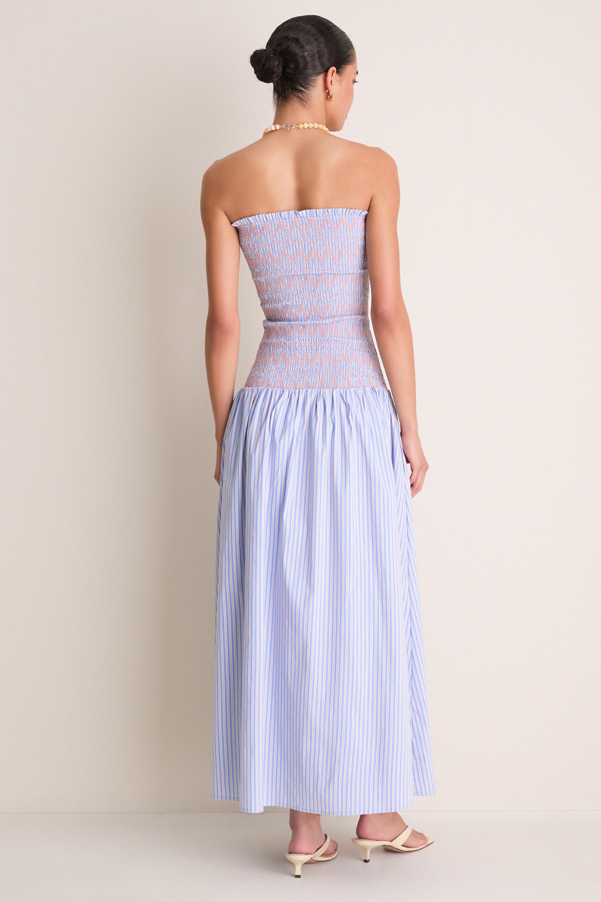 Blue Multi Eleni Smocked Midi Dress - Image 5
