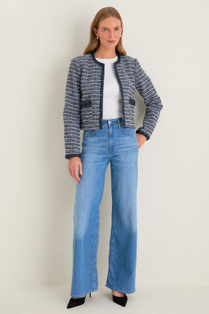 Blue Multi Tweed Fringe Cropped Gilles Jacket - Image 6