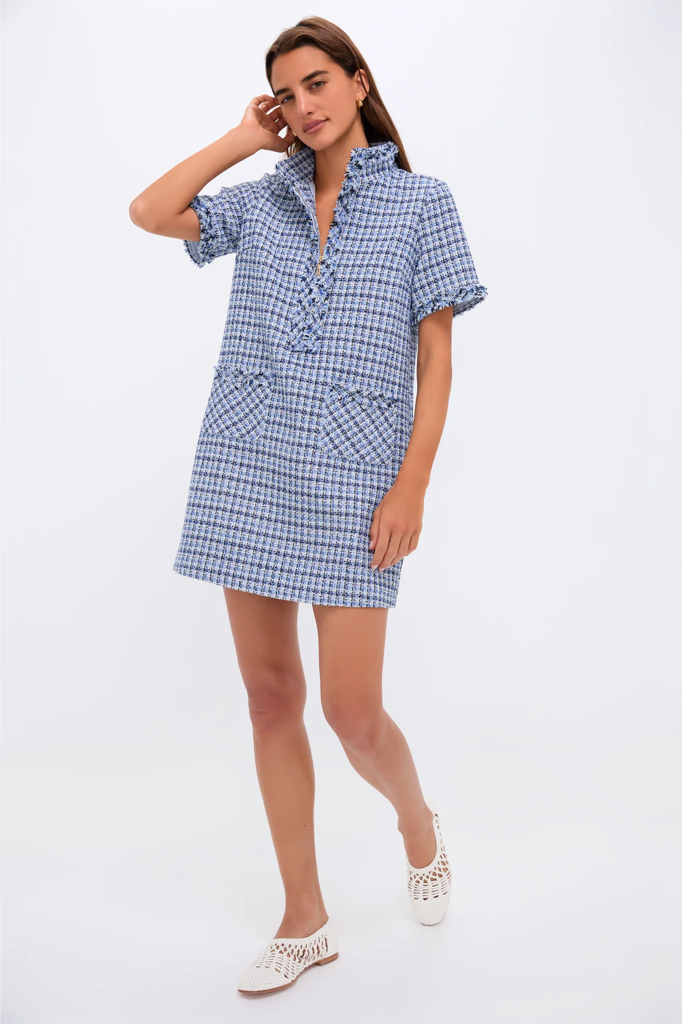 Blue Multi Tweed Ophelia Dress - Image 6