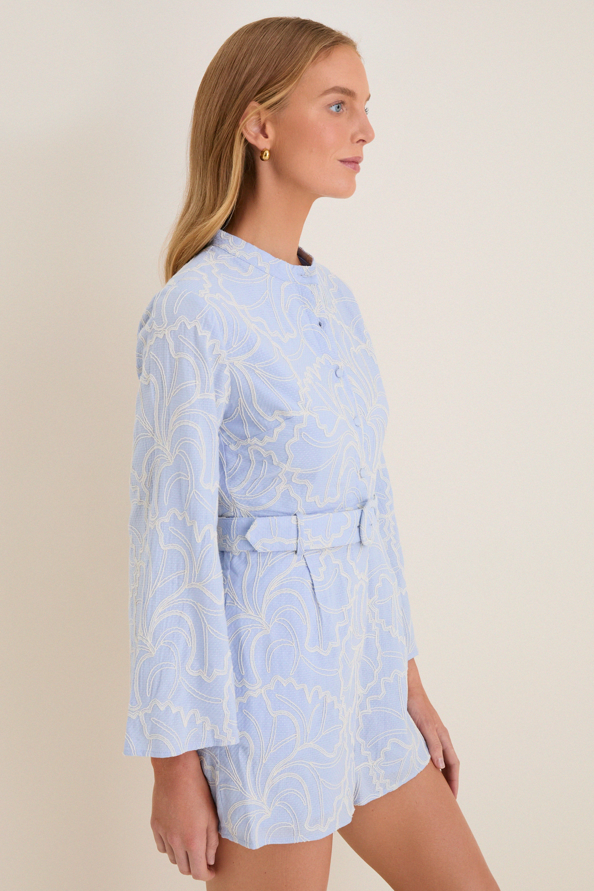 Blue Peony Embroidered Minny Romper - Image 4
