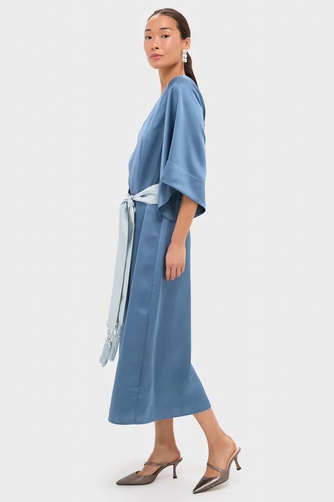 Blue Satin Emiliana Maxi Dress - Image 4