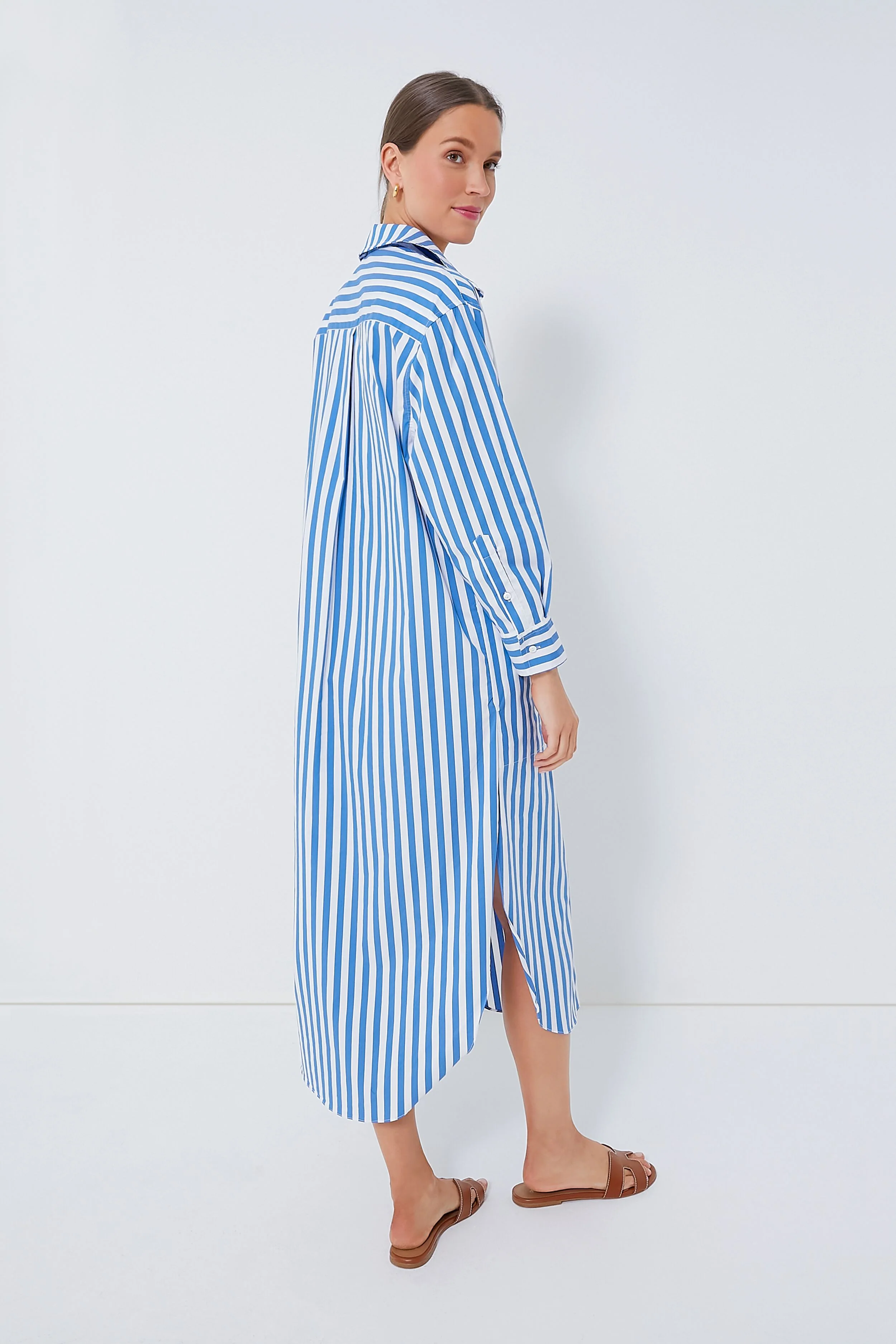 Blue Stripe Constance Maxi Shirt Dress - Image 4