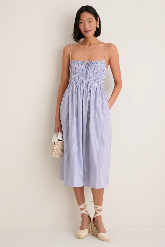 Blue Stripe Gabriella Midi Dress - Image 2