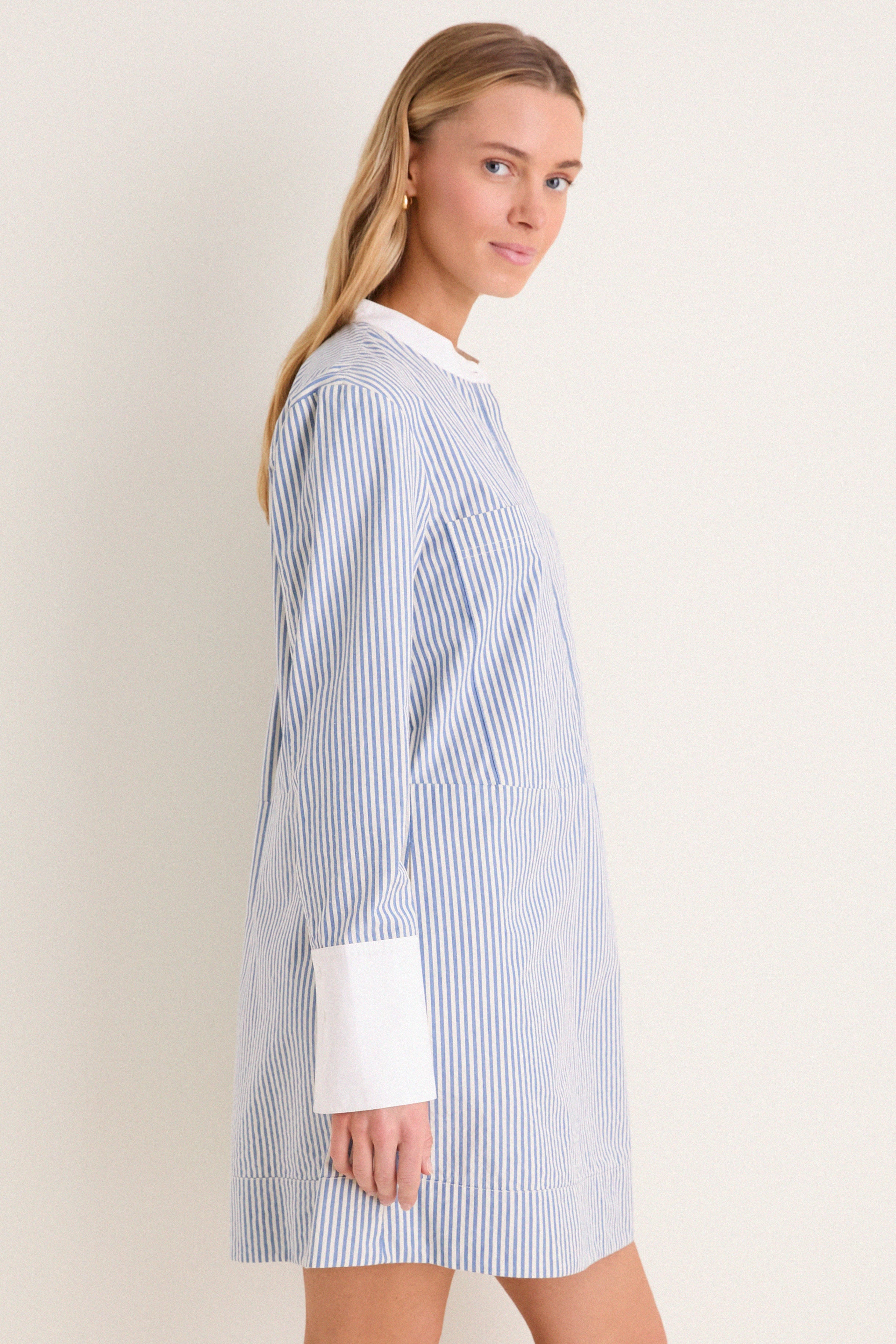 Blue Stripe Seersucker Rohan Shirt Dress - Image 3