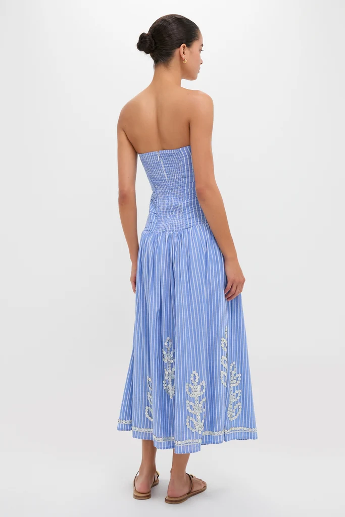 Blue Stripes Malla Midi Dress - Image 5