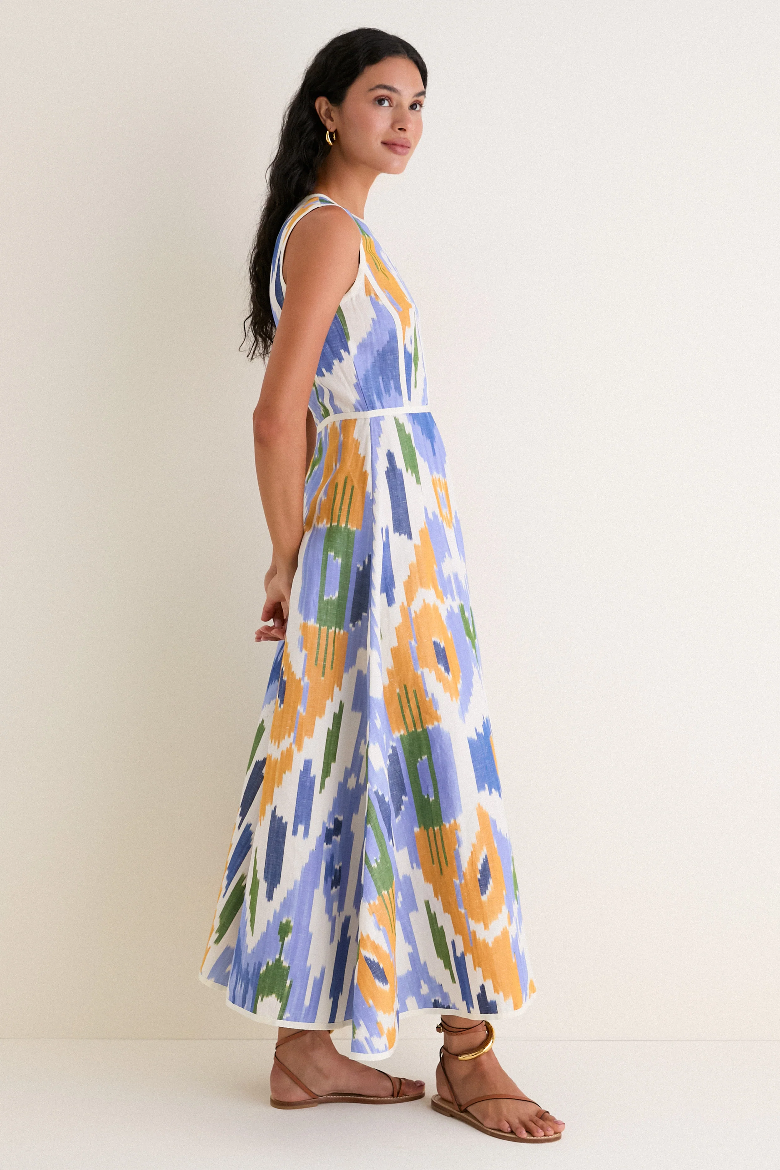 Blue Watercolor Ikat Clodette Maxis Dress - Image 4