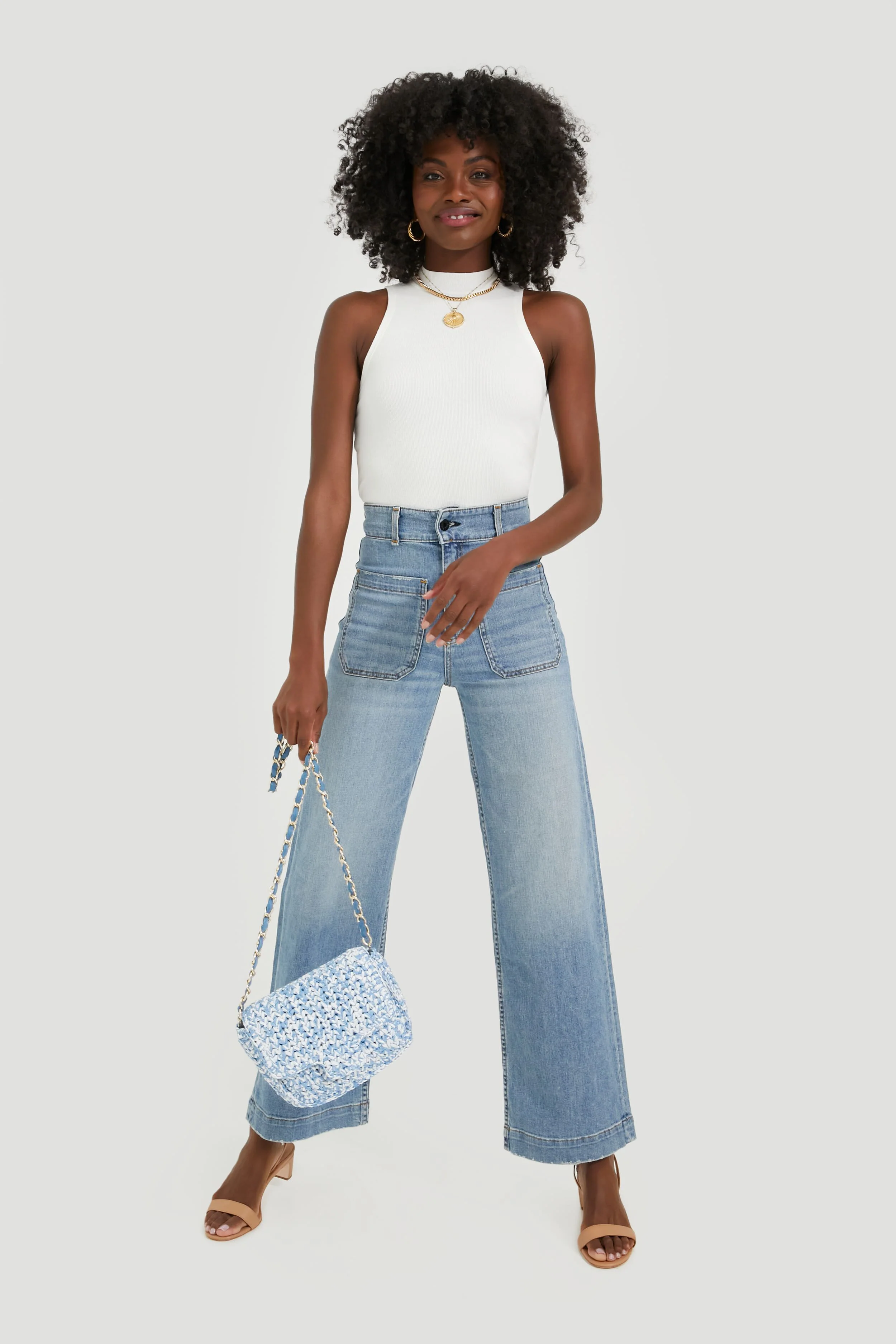 Blue Woven Shoulder Bag - Image 5