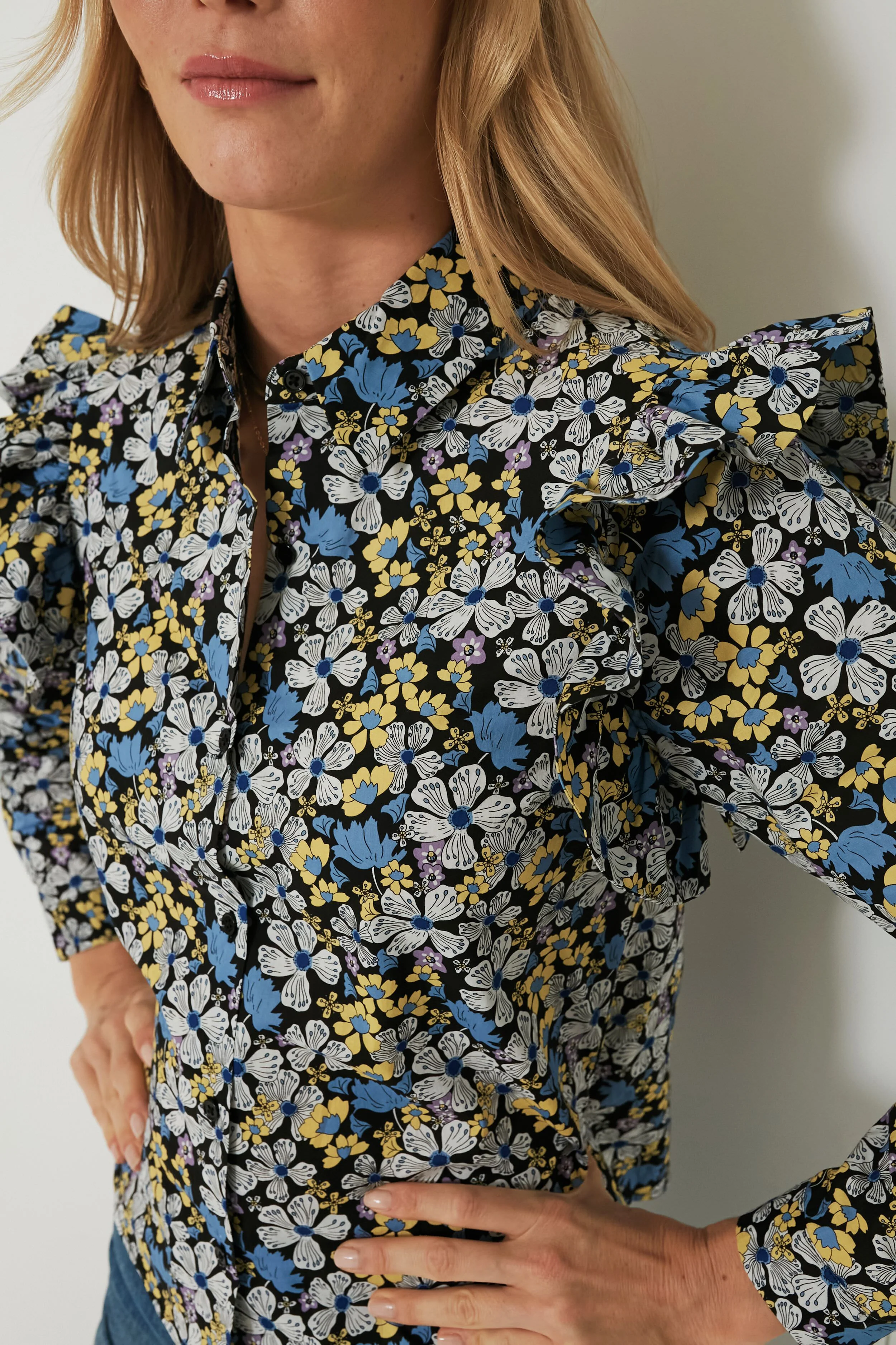 Blue & Yellow Floral Primrose Blouse - Image 2