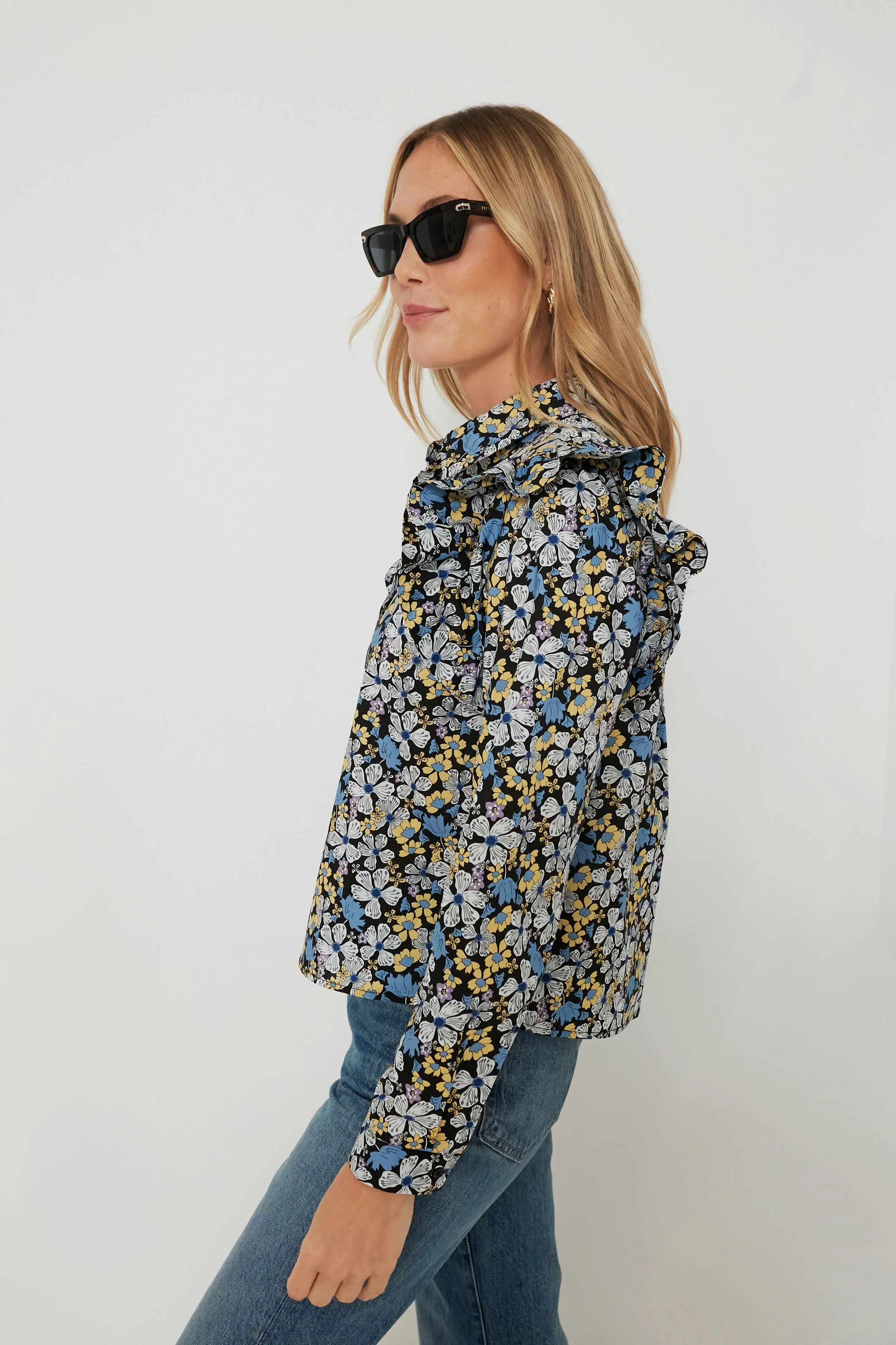 Blue & Yellow Floral Primrose Blouse - Image 4