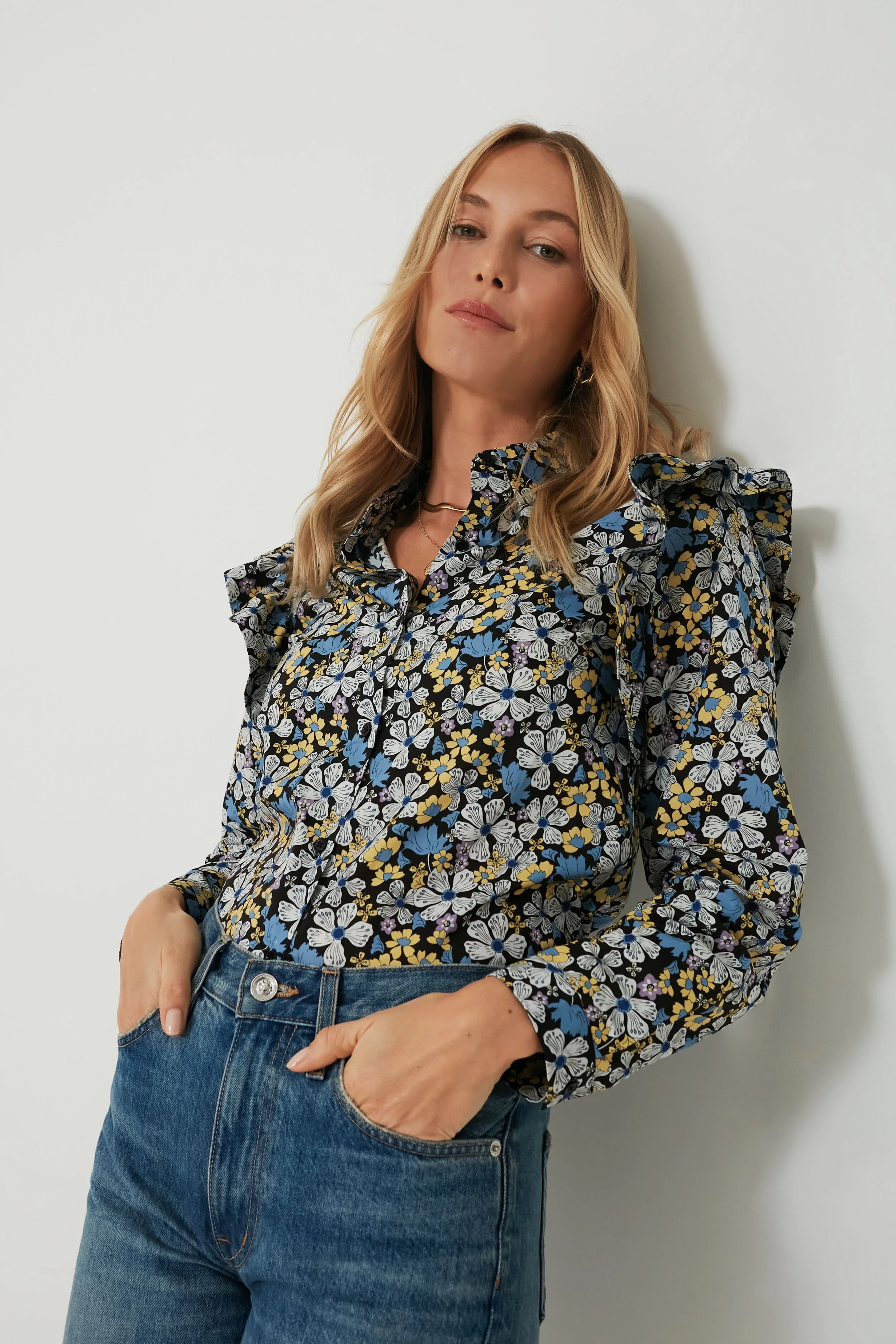 Blue & Yellow Floral Primrose Blouse - Image 6