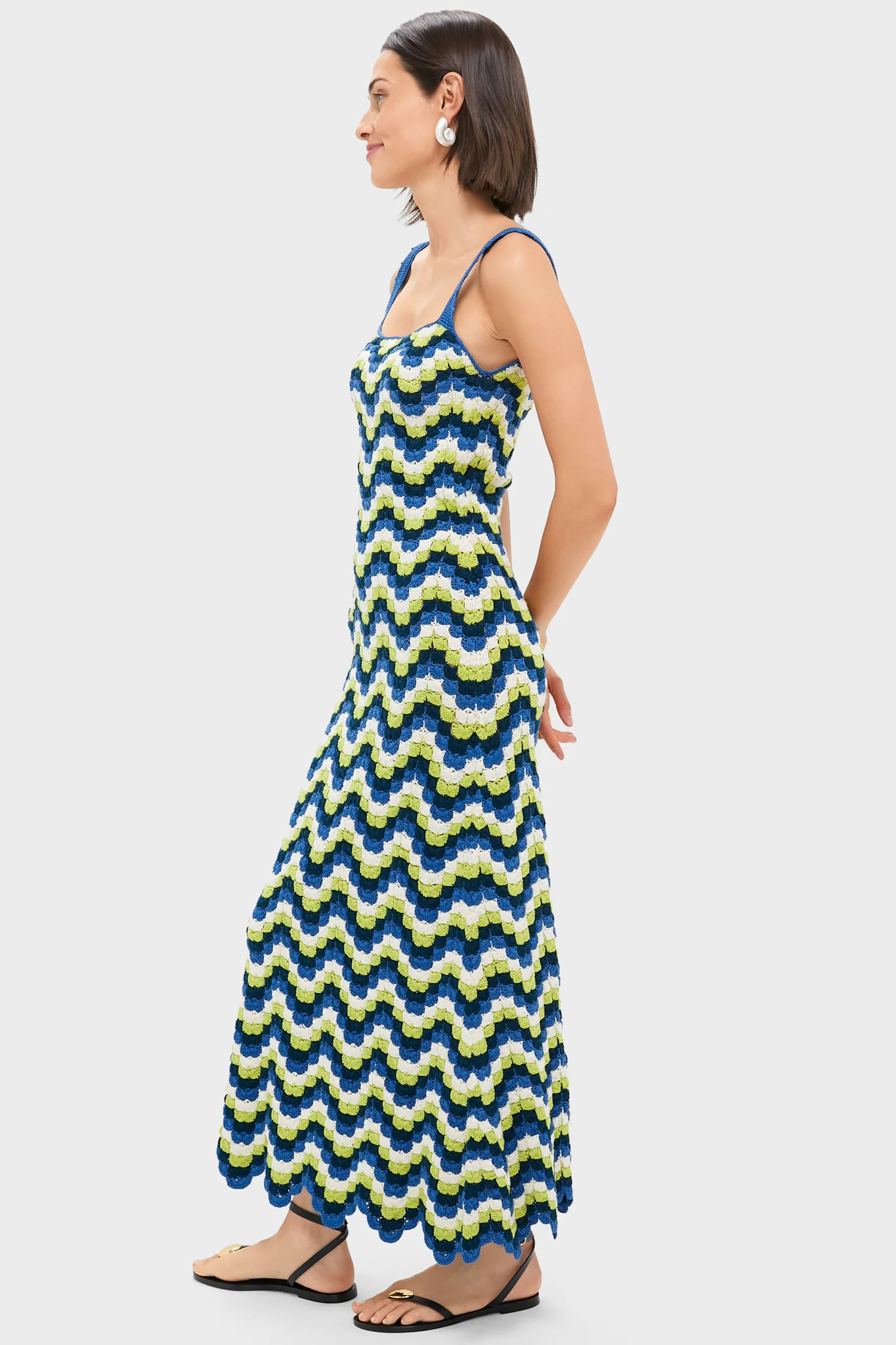 Blues and Lime Green Marea Crochet Maxi Dress - Image 3