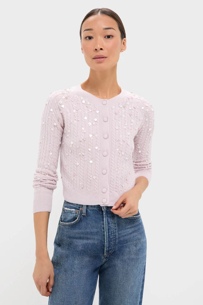 Blush Pink Gilberte Embroidered Cardigan