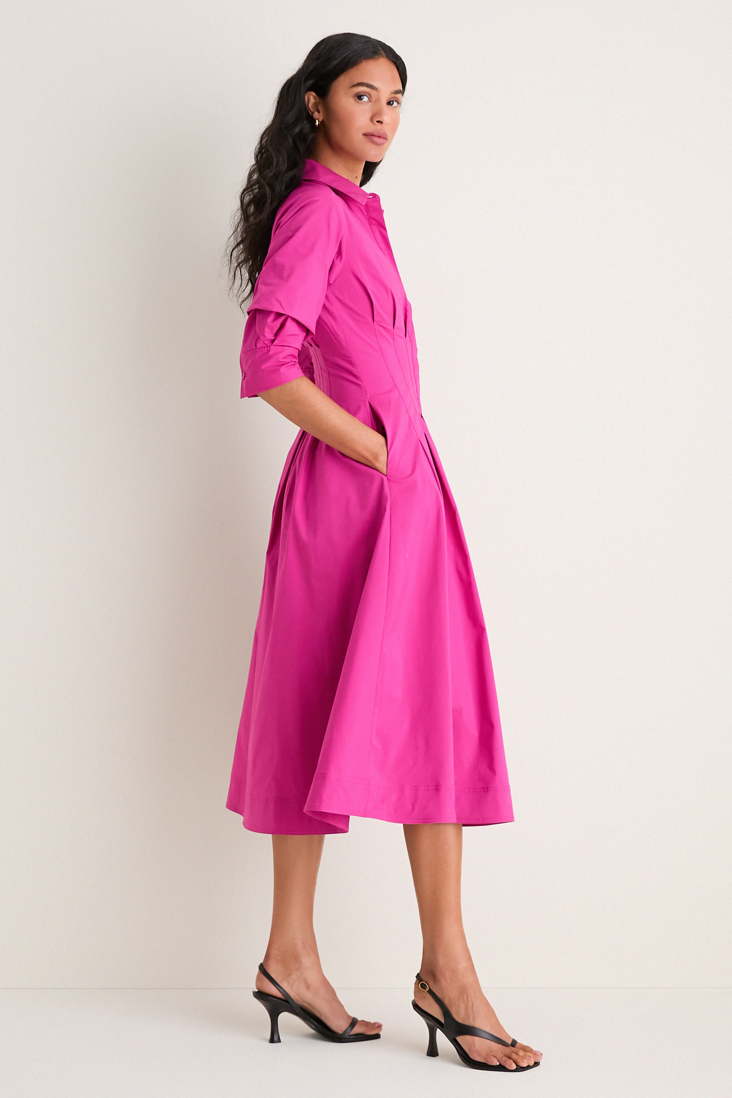 Bougainvillea Jazz Pintuck Midi Dress - Image 3