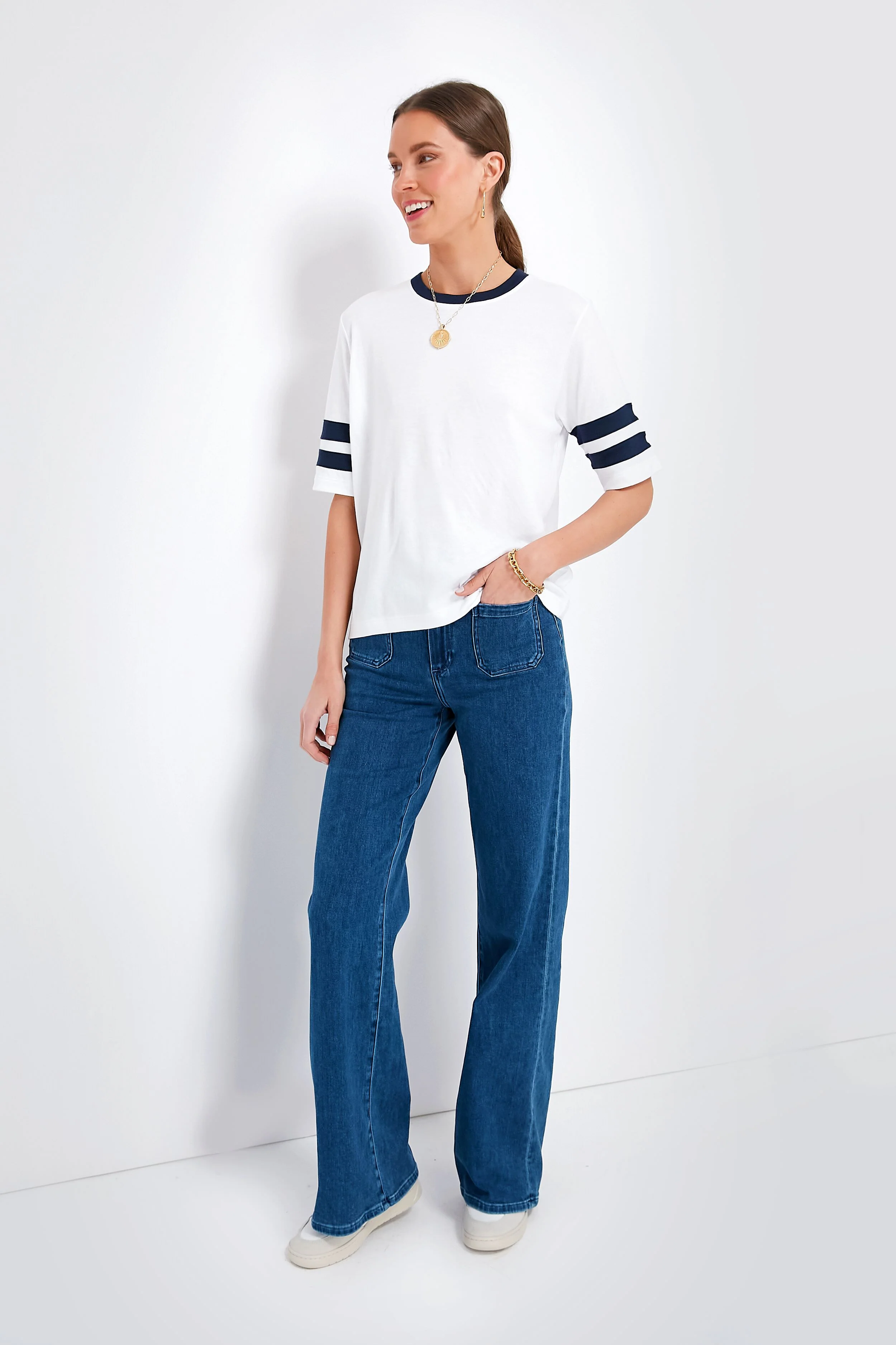 Bright White Cloud Varsity Tee - Image 2