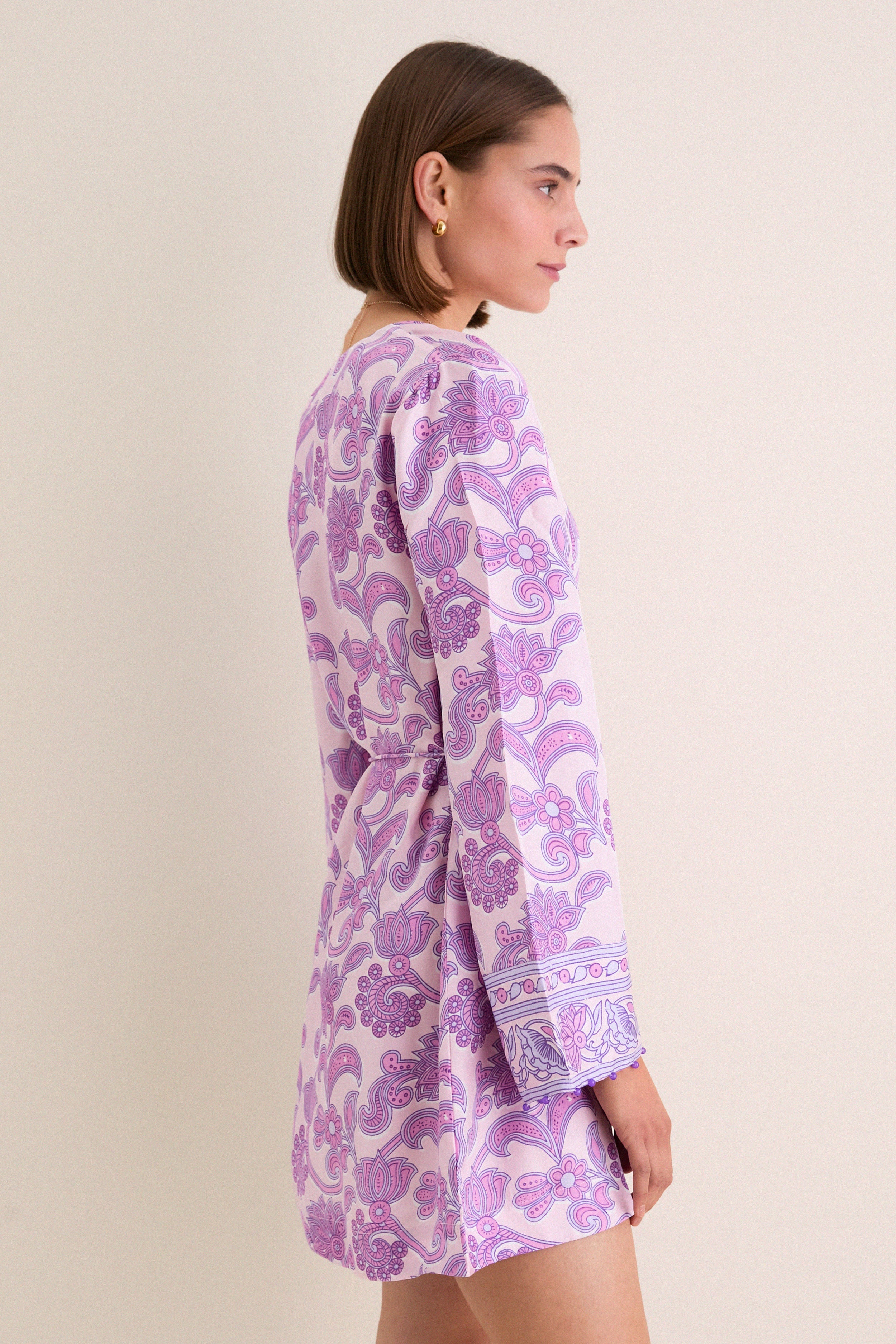 Brocade Amethyst Jaya Mini Dress - Image 3