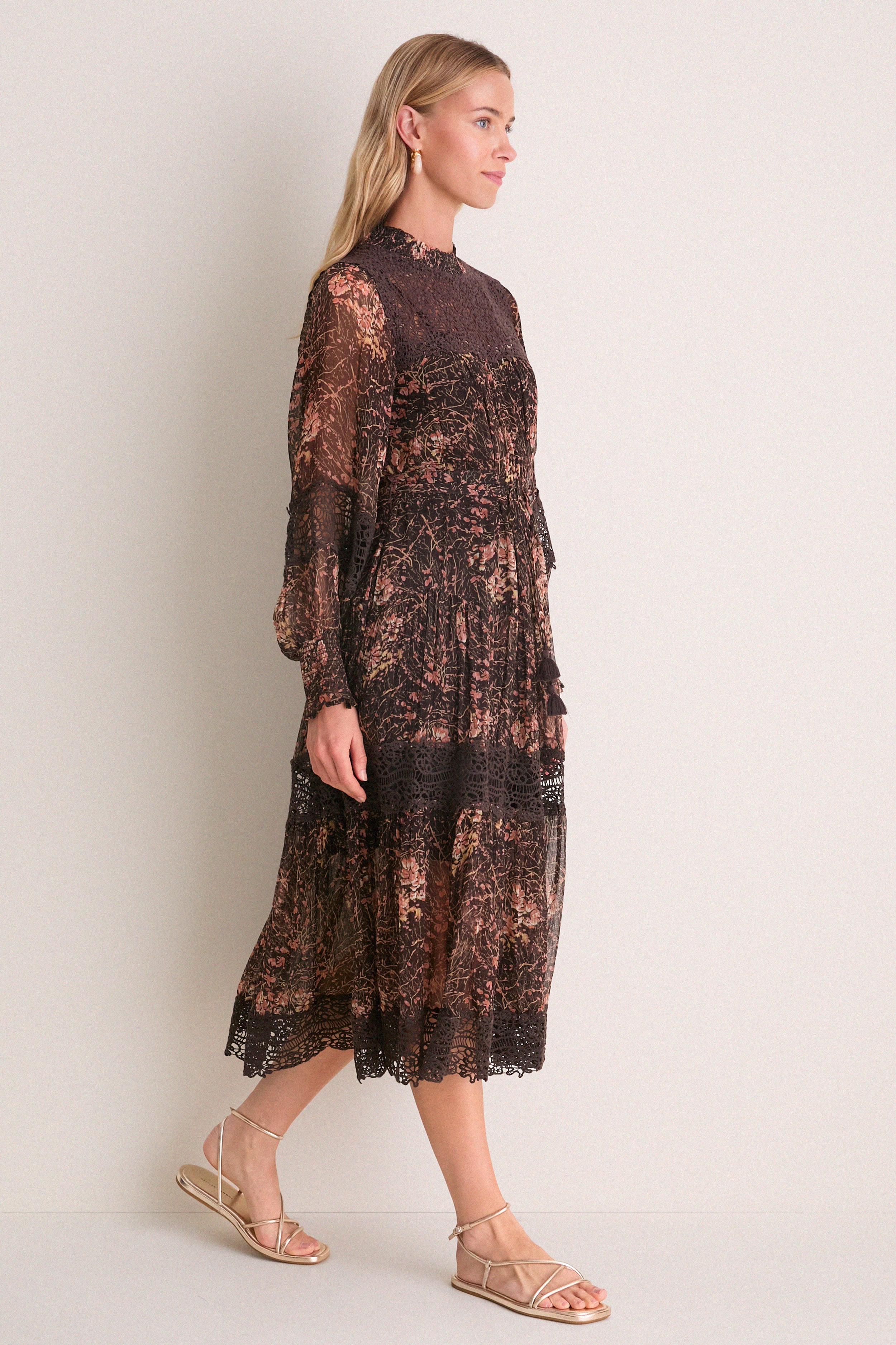 Brown Luisa Print Long Sleeve Dress - Image 4