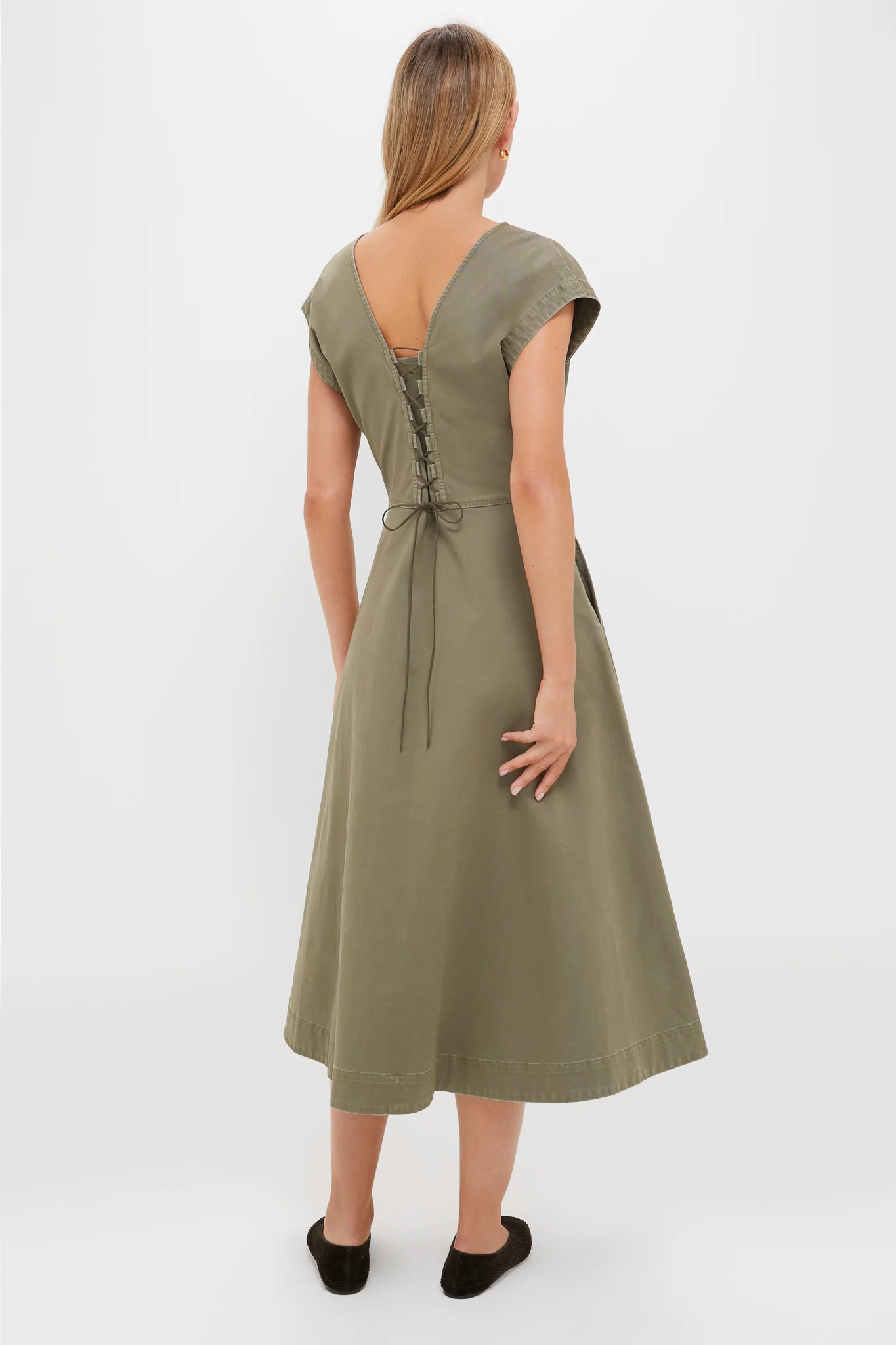 Burnt Olive Chino Solen Midi Dress - Image 4