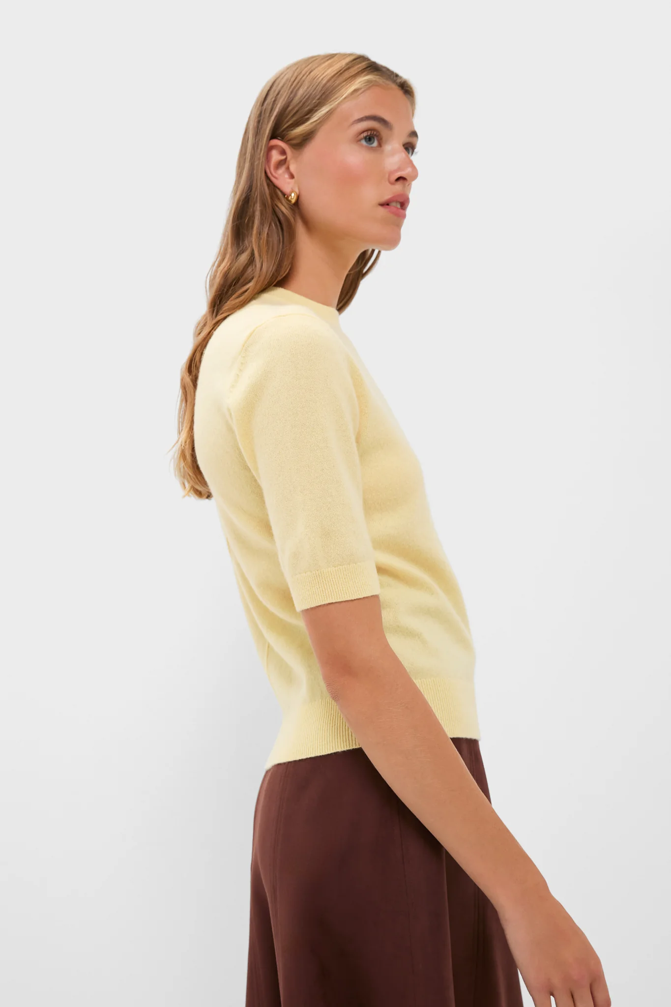 Butter Yellow Cashmere Short Sleeve Crewneck - Image 2