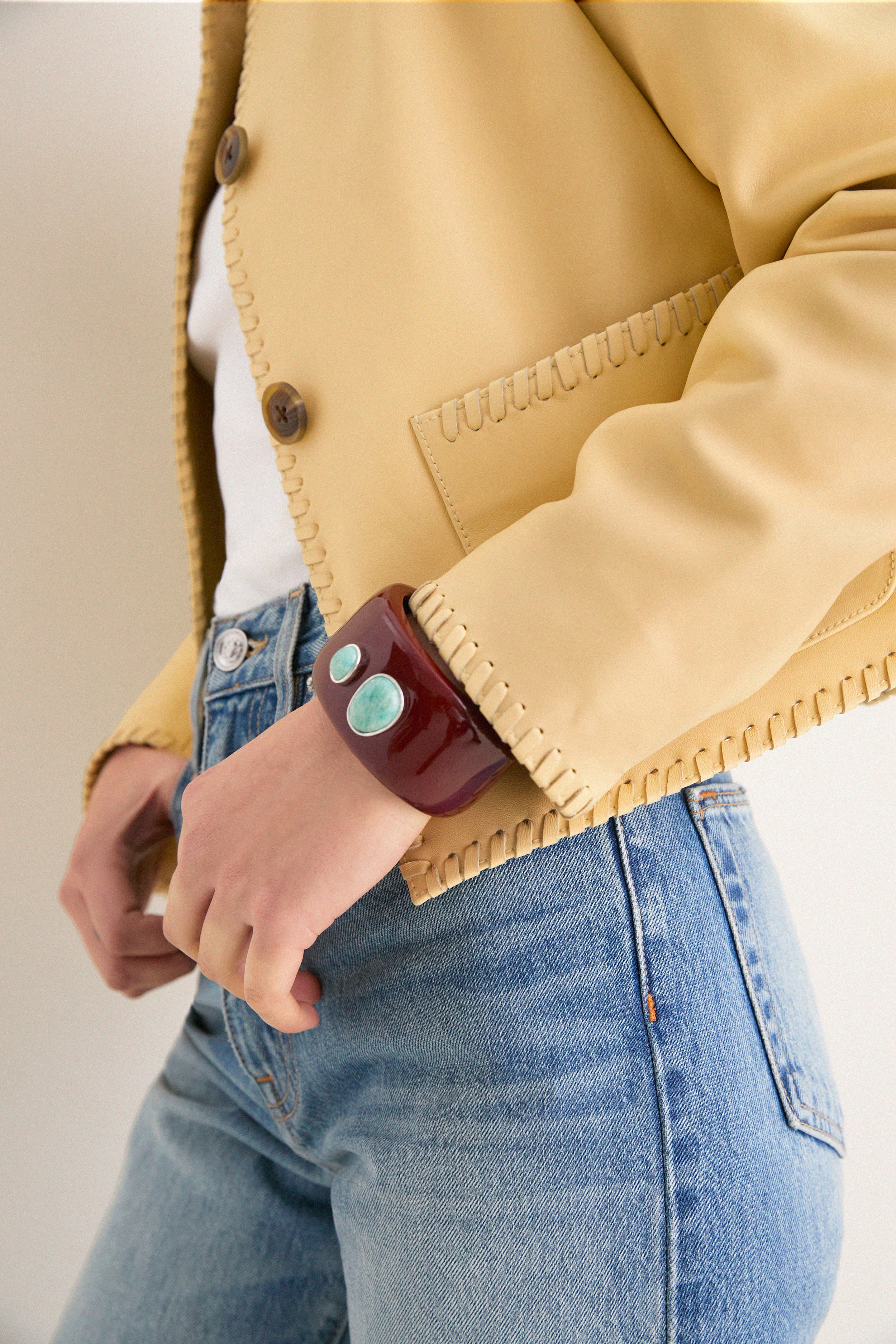 Butter Yellow Leather Rue Lady Jacket - Image 5