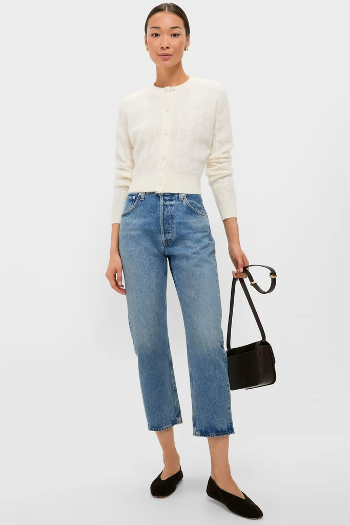 Ivory Brushed Merino Wool Macy Cardigan - Image 2