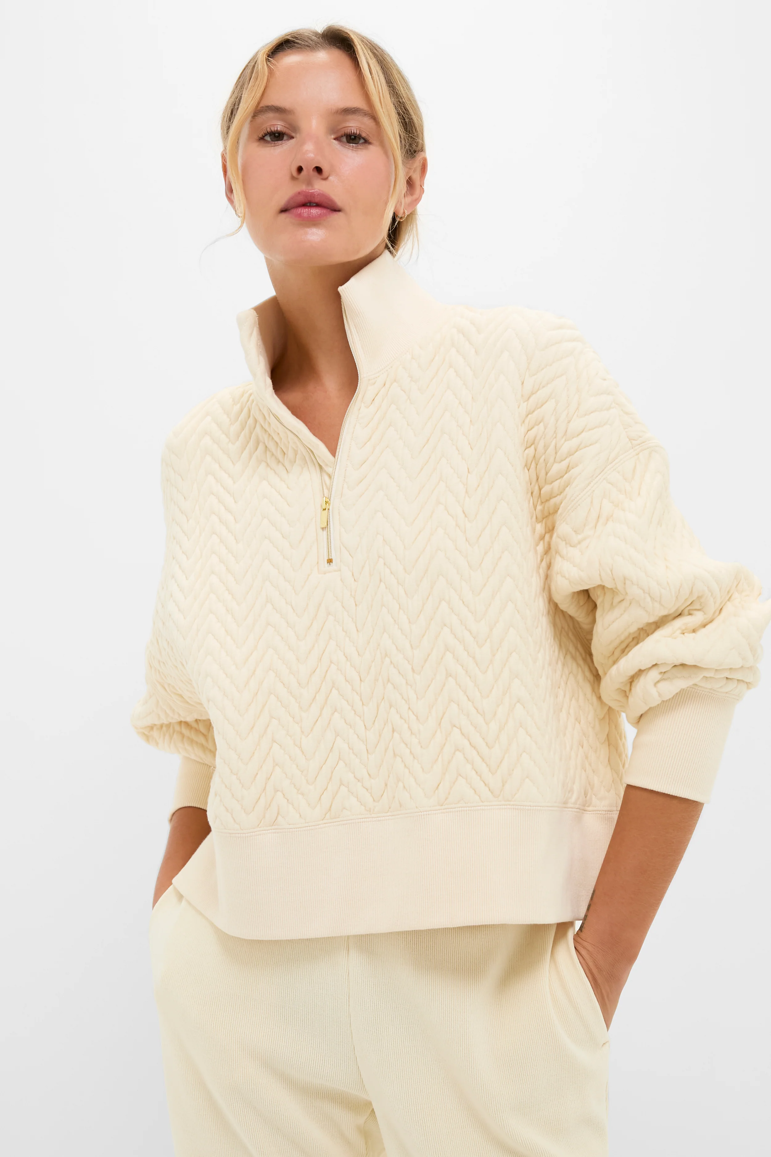 Buttercream Quilted Lucas Quarter Zip
