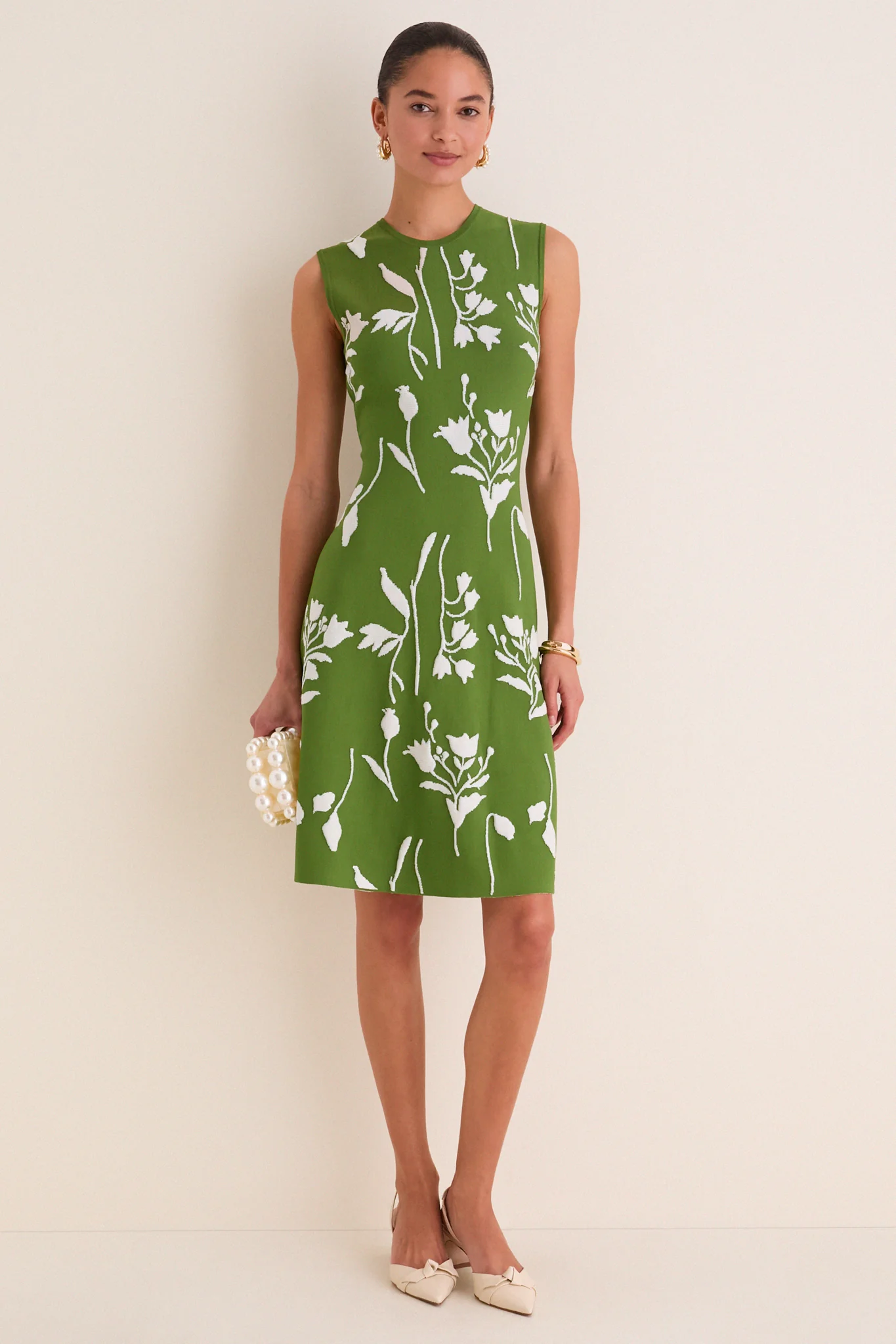 Cactus and Cream Jacquard Mini Dress - Image 2
