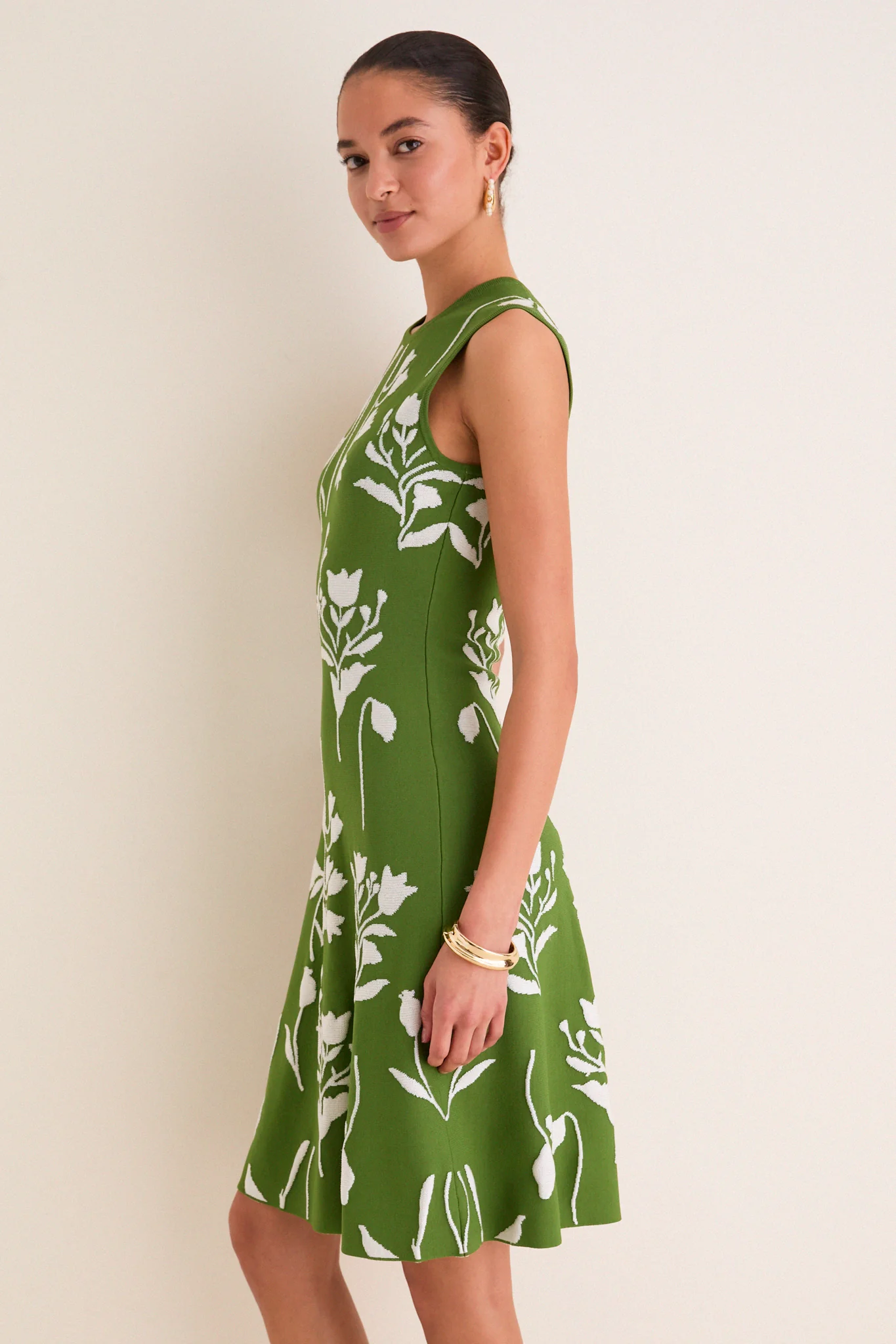 Cactus and Cream Jacquard Mini Dress - Image 3