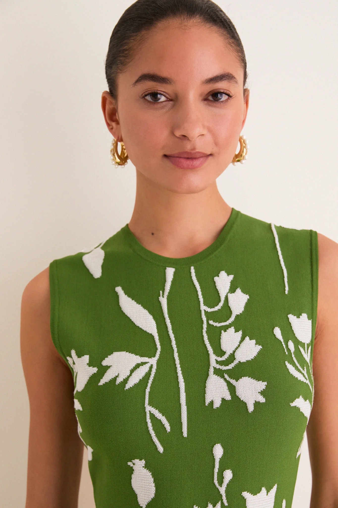 Cactus and Cream Jacquard Mini Dress - Image 5