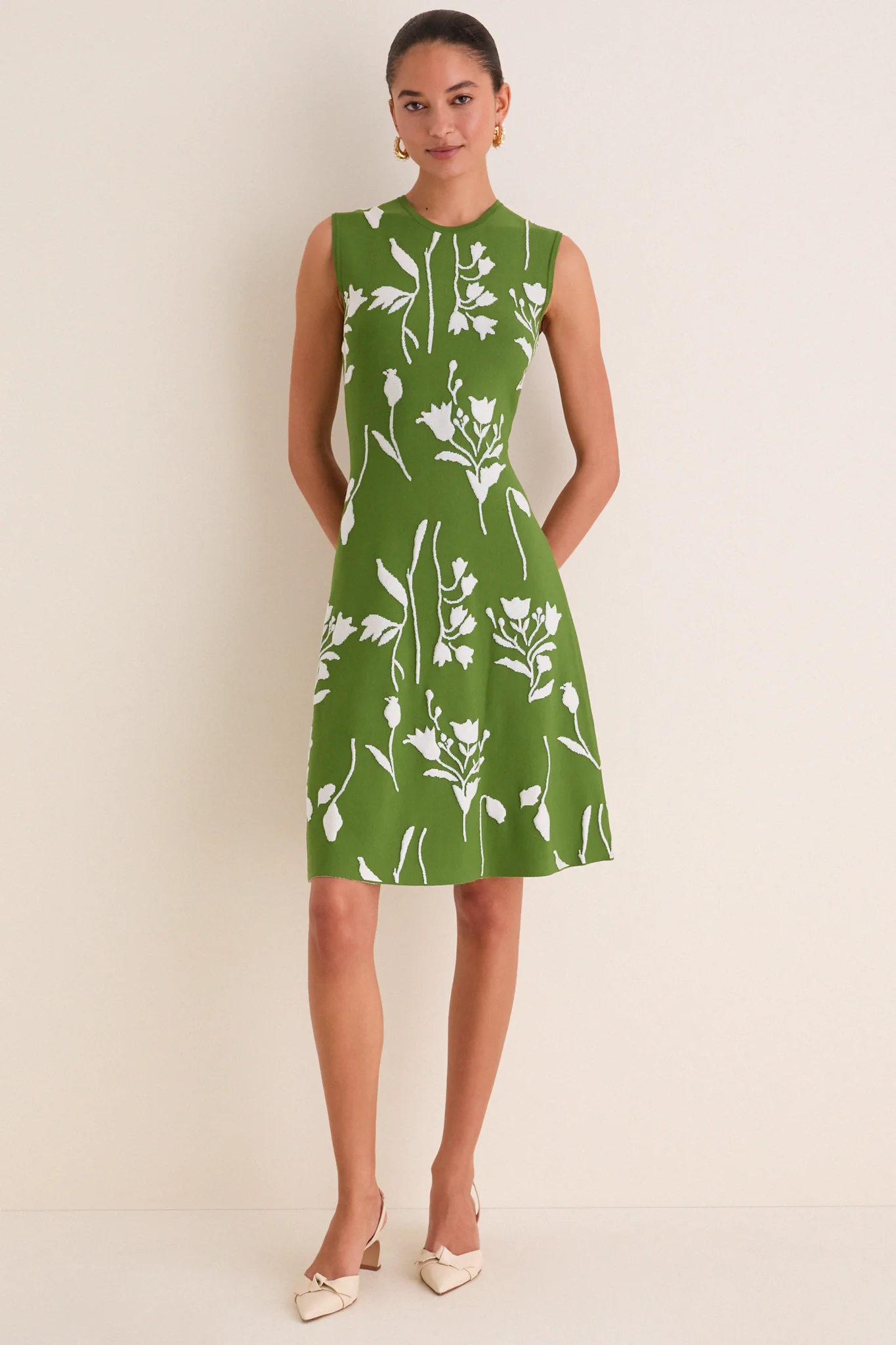 Cactus and Cream Jacquard Mini Dress - Image 6